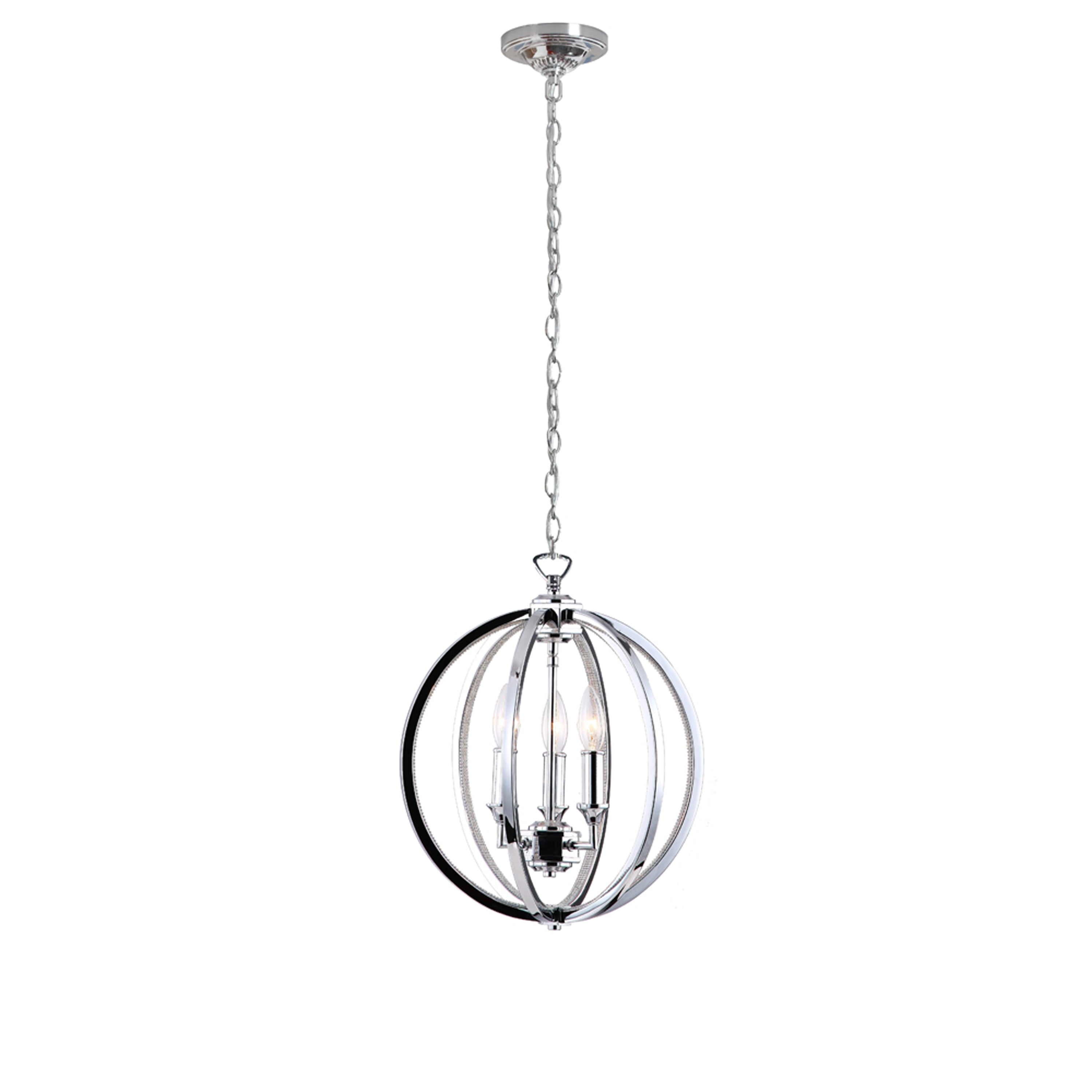 Dainolite Karland - KAR-143C-PC - 3 Light Chandelier Fixture With Crystal Studded Banding, Polished Chrome Finish - Polished Chrome