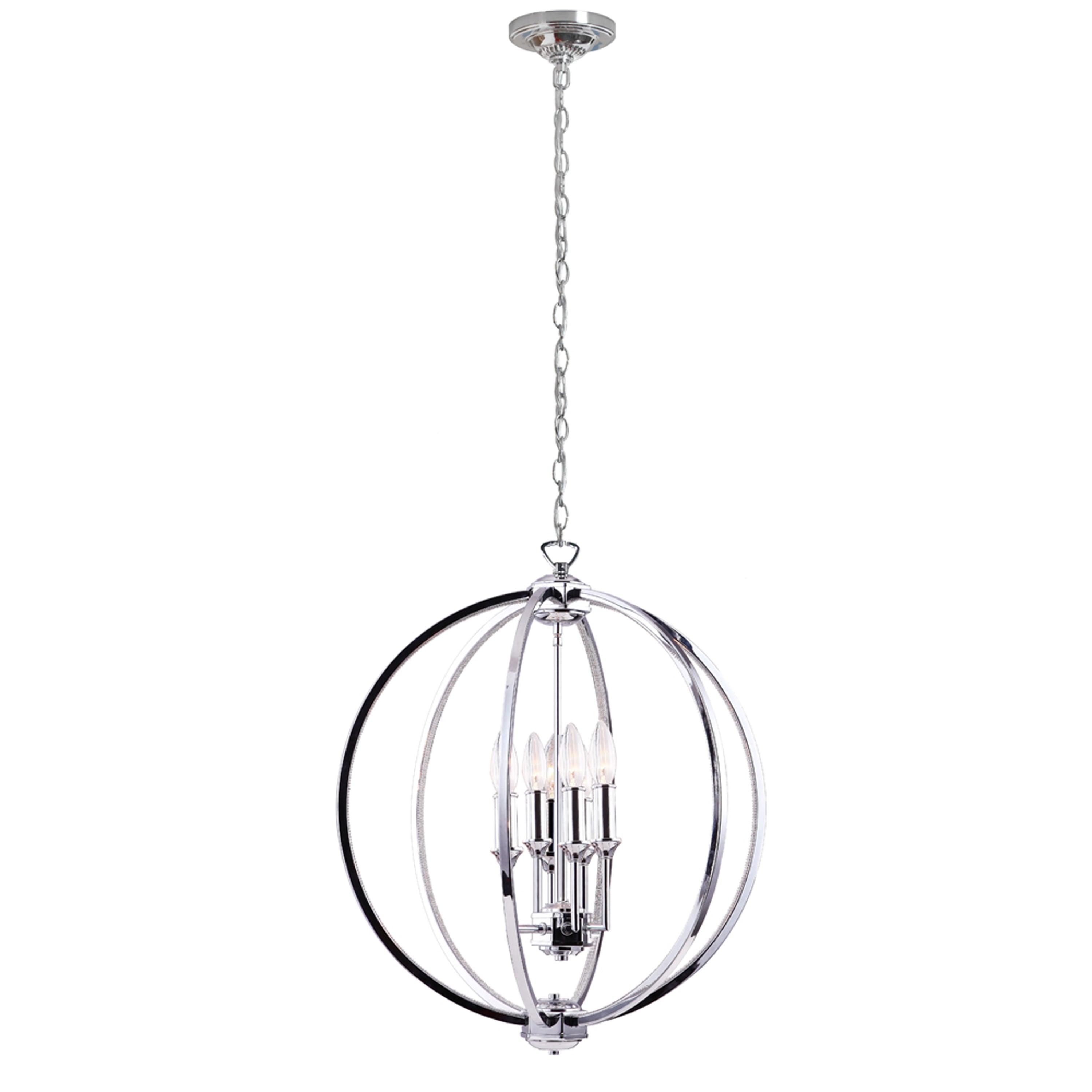 Dainolite Karland - KAR-206C-PC - 6 Light Chandelier Fixture With Crystal Studded Banding, Polished Chrome Finish - Polished Chrome