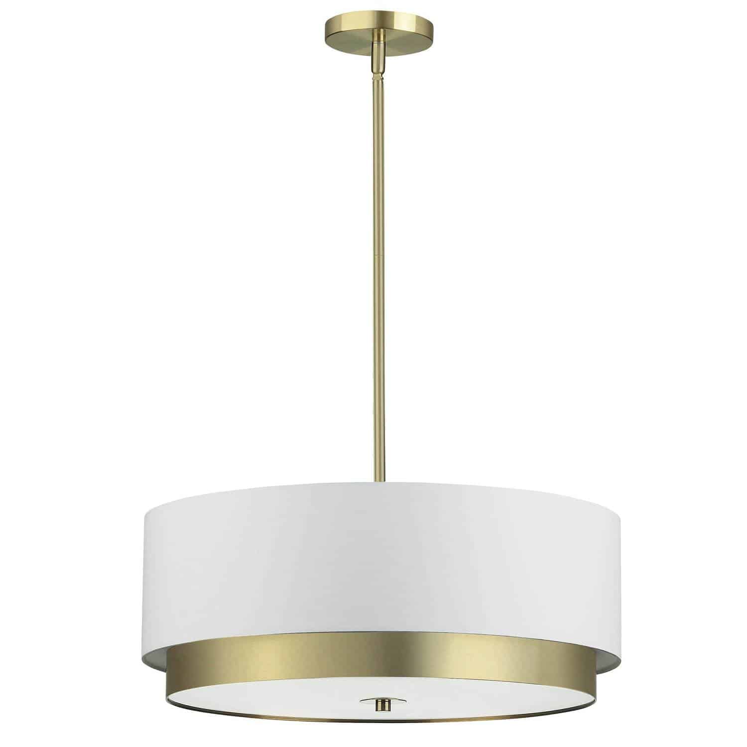 Dainolite Larkin - LAR-204LP-AGB - 4 Light Large Pendant, Aged Brass with White Shade, Frosted Glass Diffuser - White