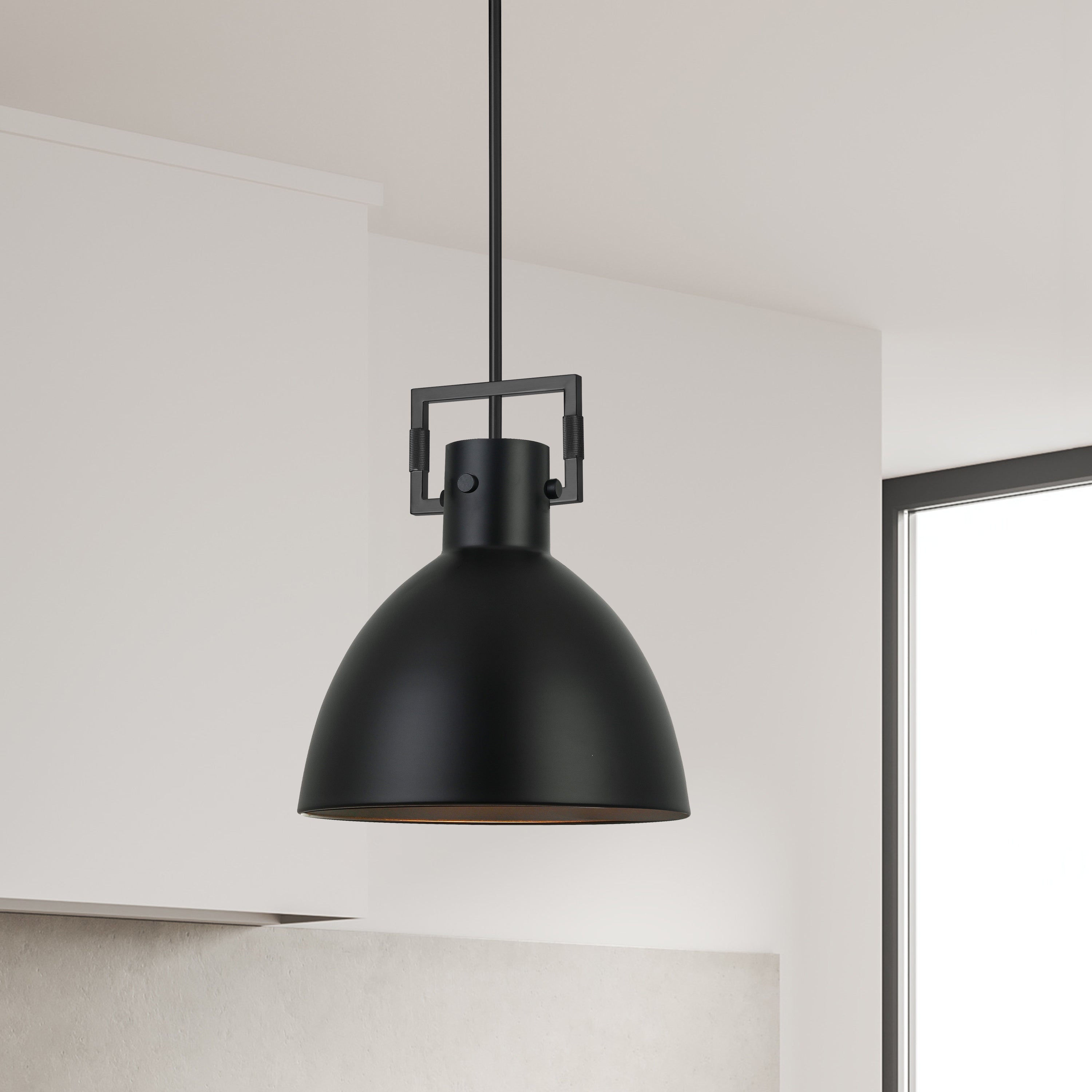 Dainolite Liberty - LBY-141P-MB-MB - 1 Light Pendant, Matte Black w/ Matte Black Metal Shade - Matte Black