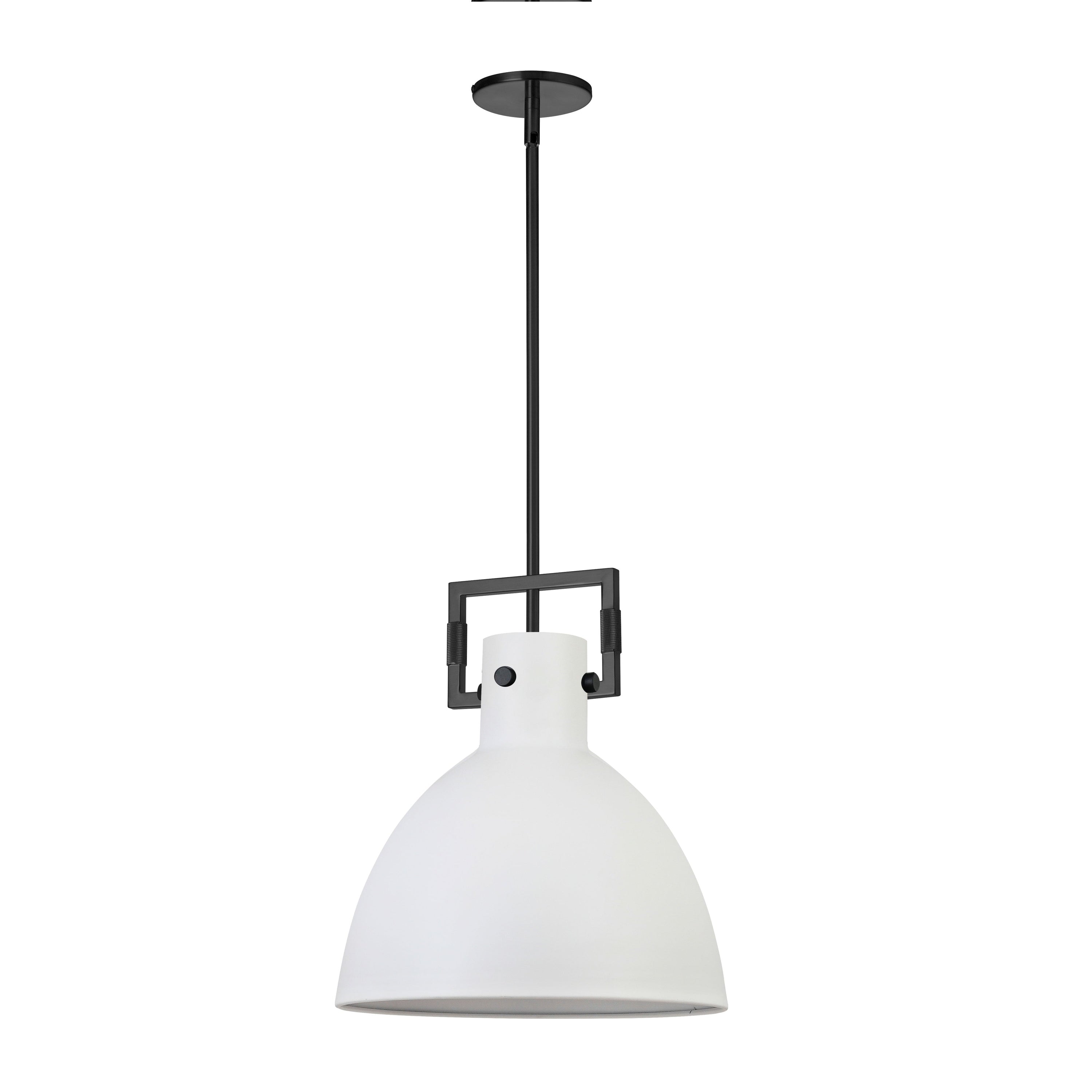 Dainolite Liberty - LBY-141P-MW-MB - 1 Light Pendant, Matte Black w/ MW Metal Shade - Matte White