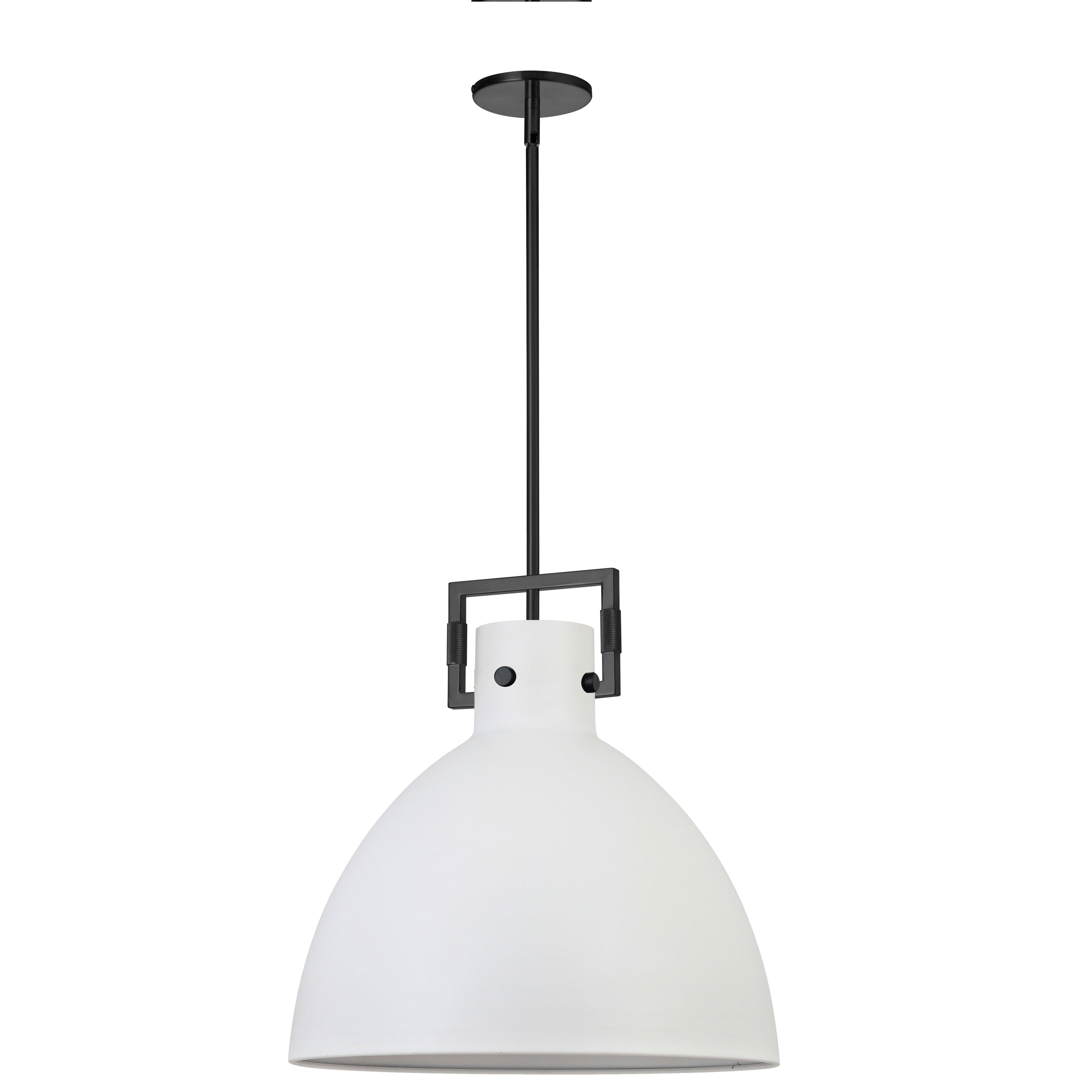 Dainolite Liberty - LBY-201P-MW-MB - 1 Light Pendant Matte Black with Matte White Metal Shade - Matte White