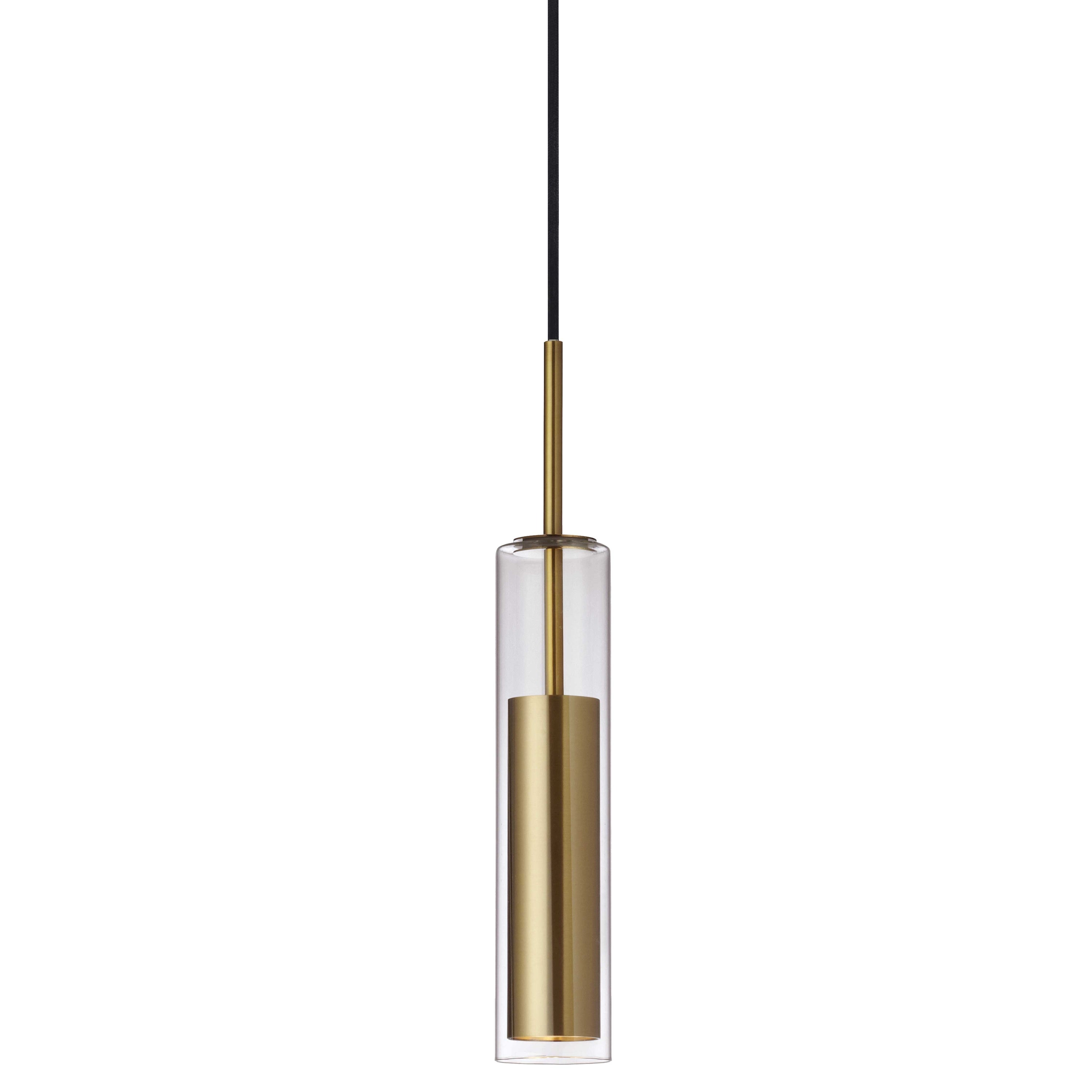 Dainolite Luna - LUN-1LEDP-AGB - 6W Pendant, Aged Brass Finish with Clear Glass - Aged Brass