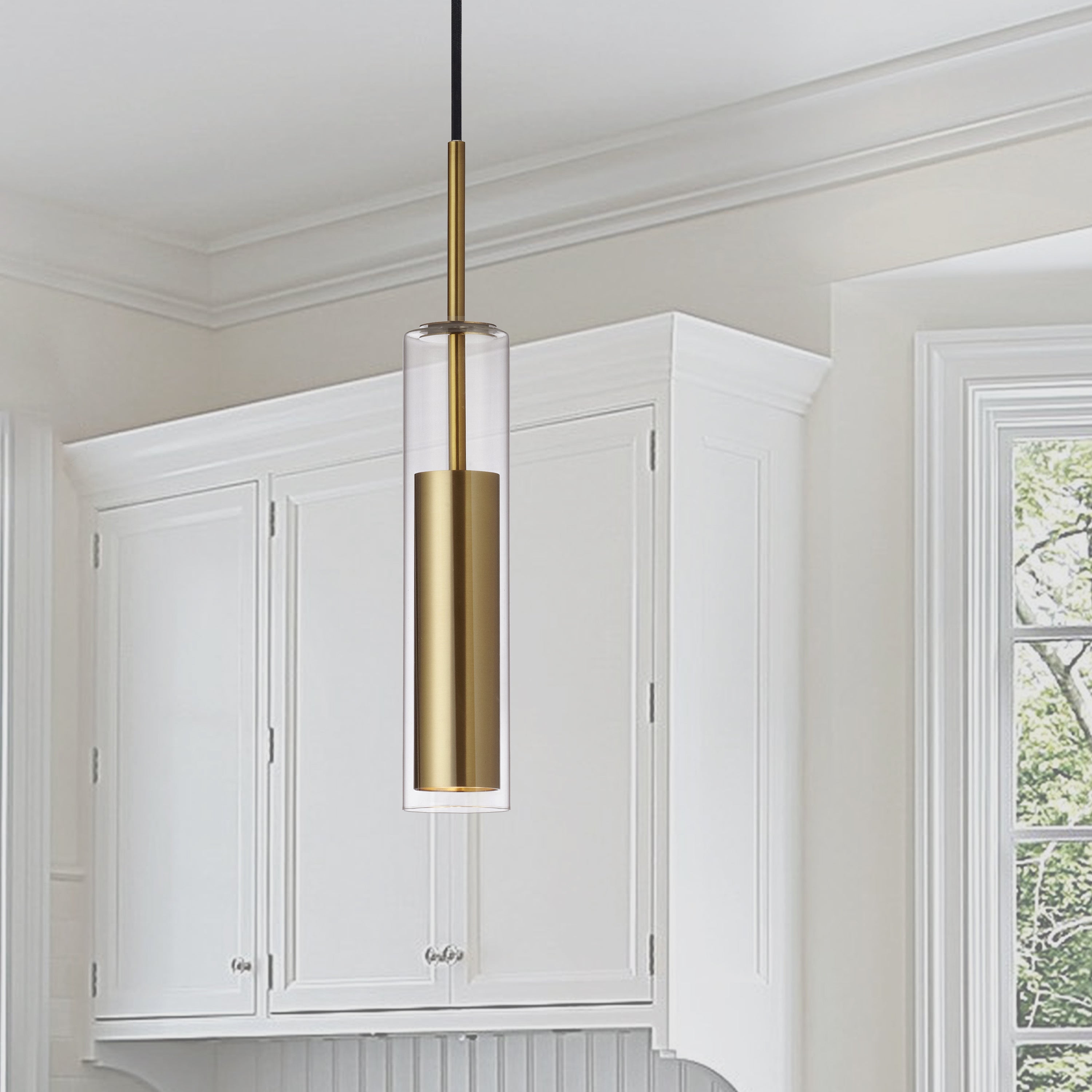 Dainolite Luna - LUN-1LEDP-AGB - 6W Pendant, Aged Brass Finish with Clear Glass - Aged Brass