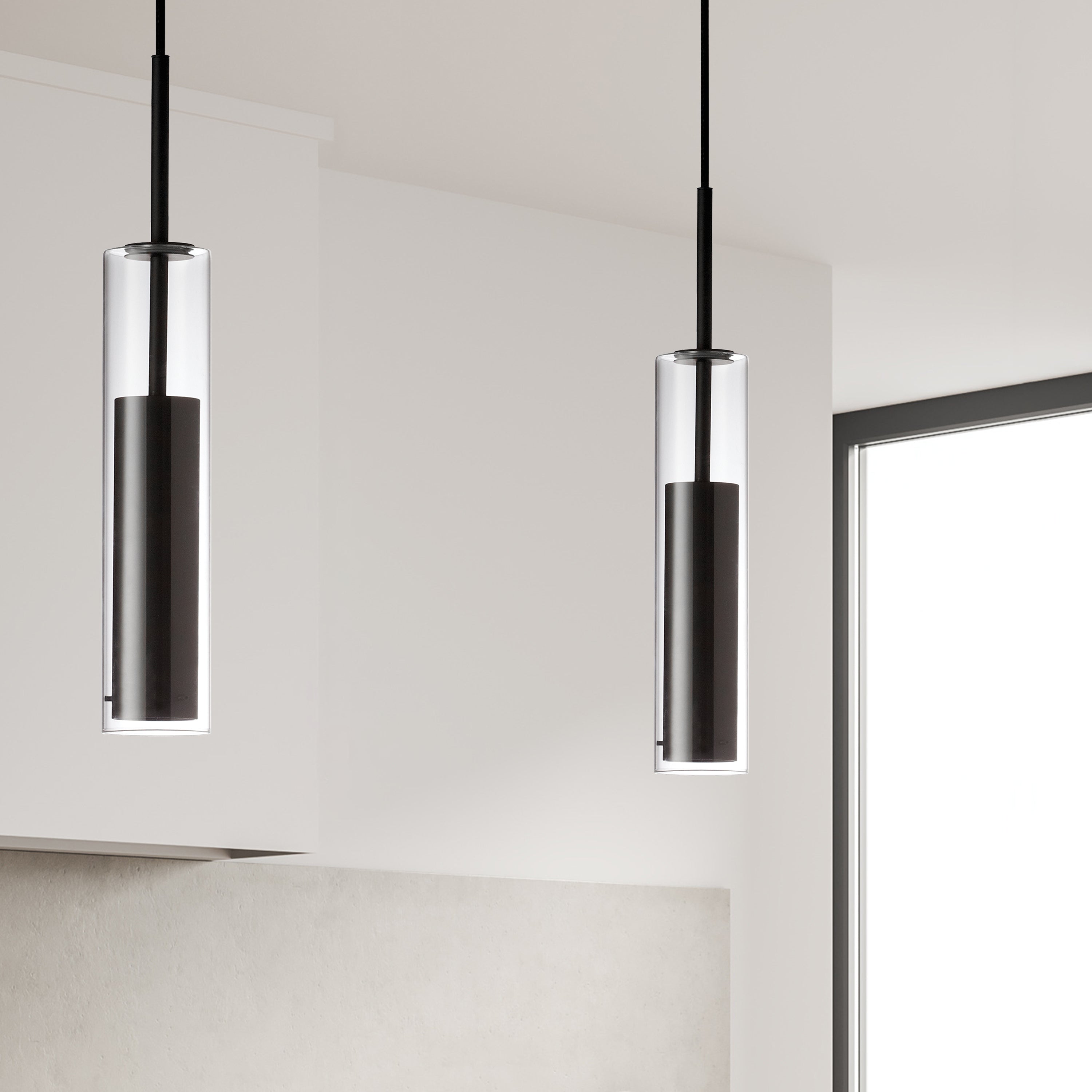 Dainolite Luna - LUN-1LEDP-BK - 6W LED Pendant, Black Finish with Clear Glass - Black