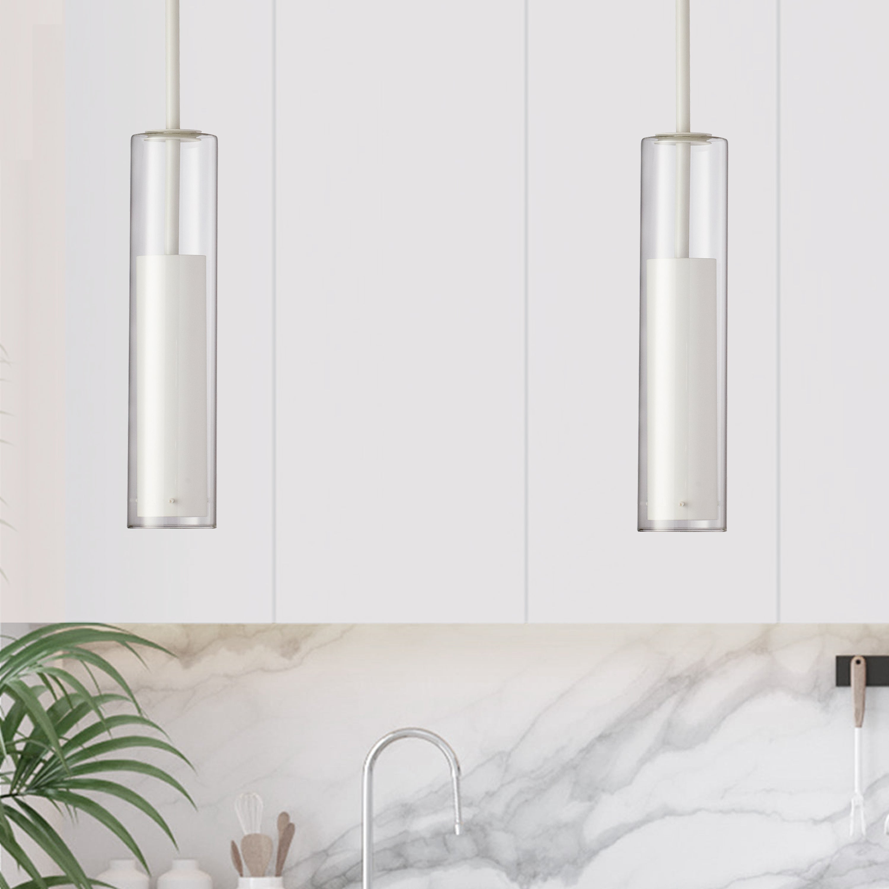 Dainolite Luna - LUN-1LEDP-WH - 6W LED Pendant, White Finish with Clear Glass - White