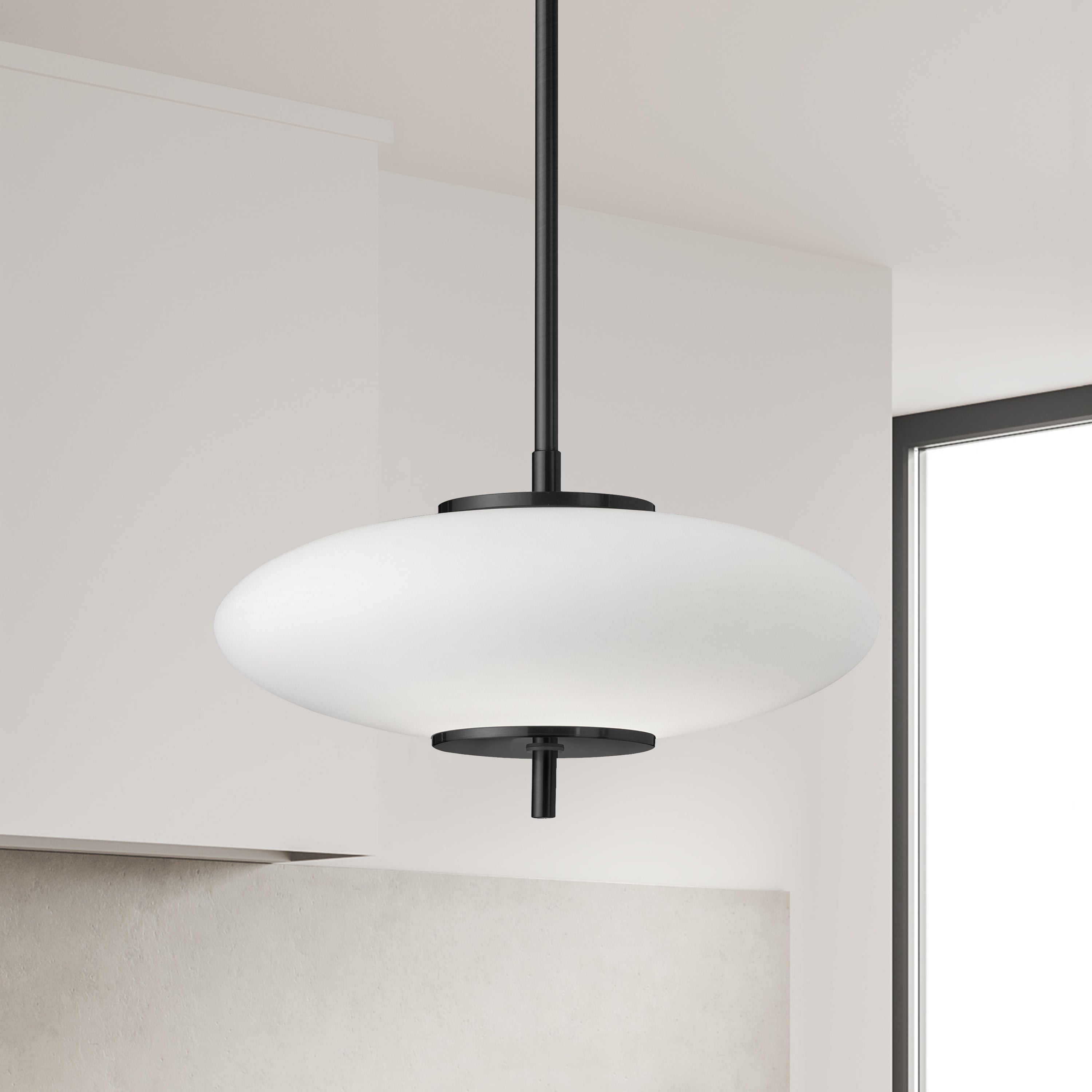 Dainolite Maddie - MAD-121LEDP-MB - 16W Pendant Matte Black with Opal Glass - Matte Black