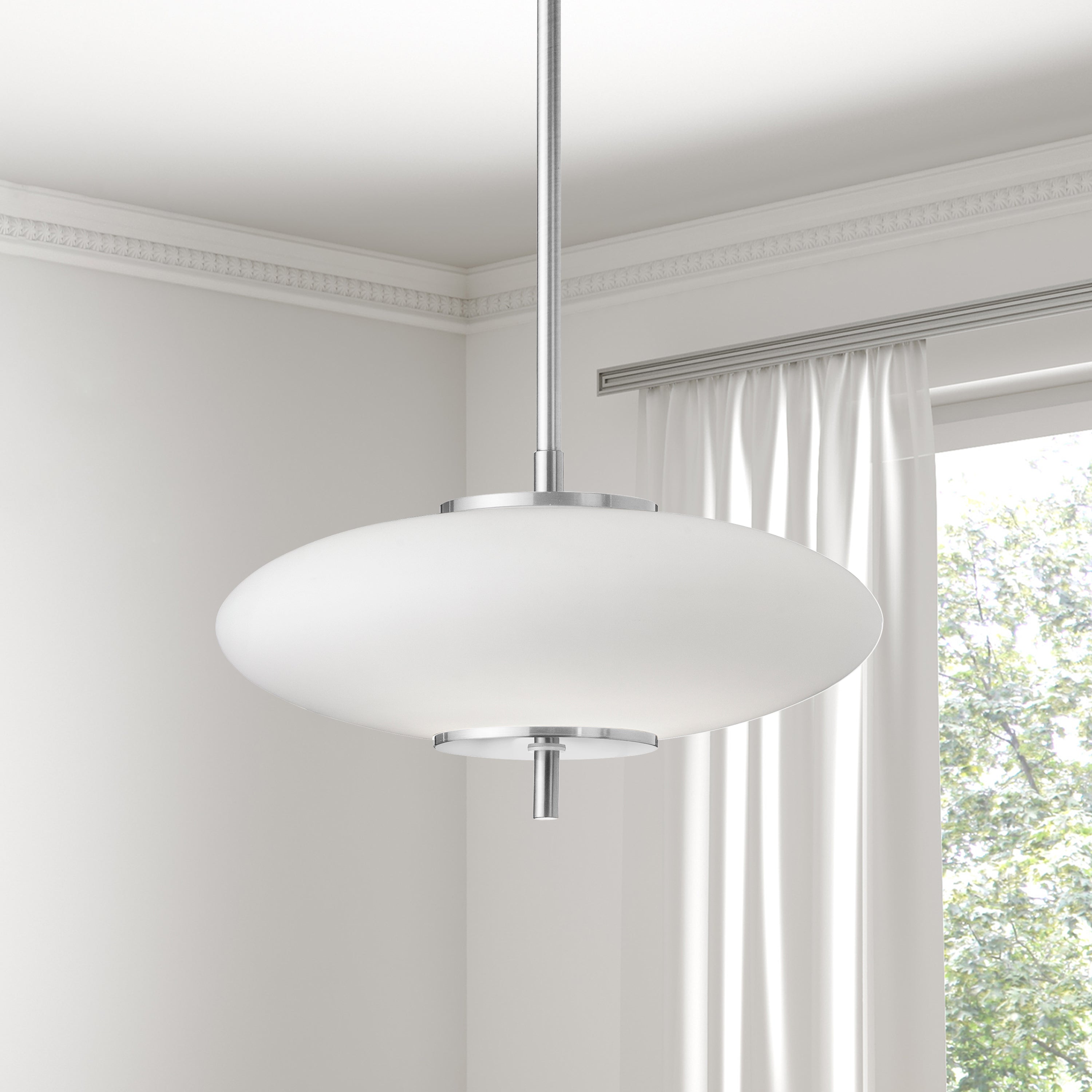 Dainolite Maddie - MAD-121LEDP-PC - 16W Pendant Polished Chrome with Opal Glass - Polished Chrome