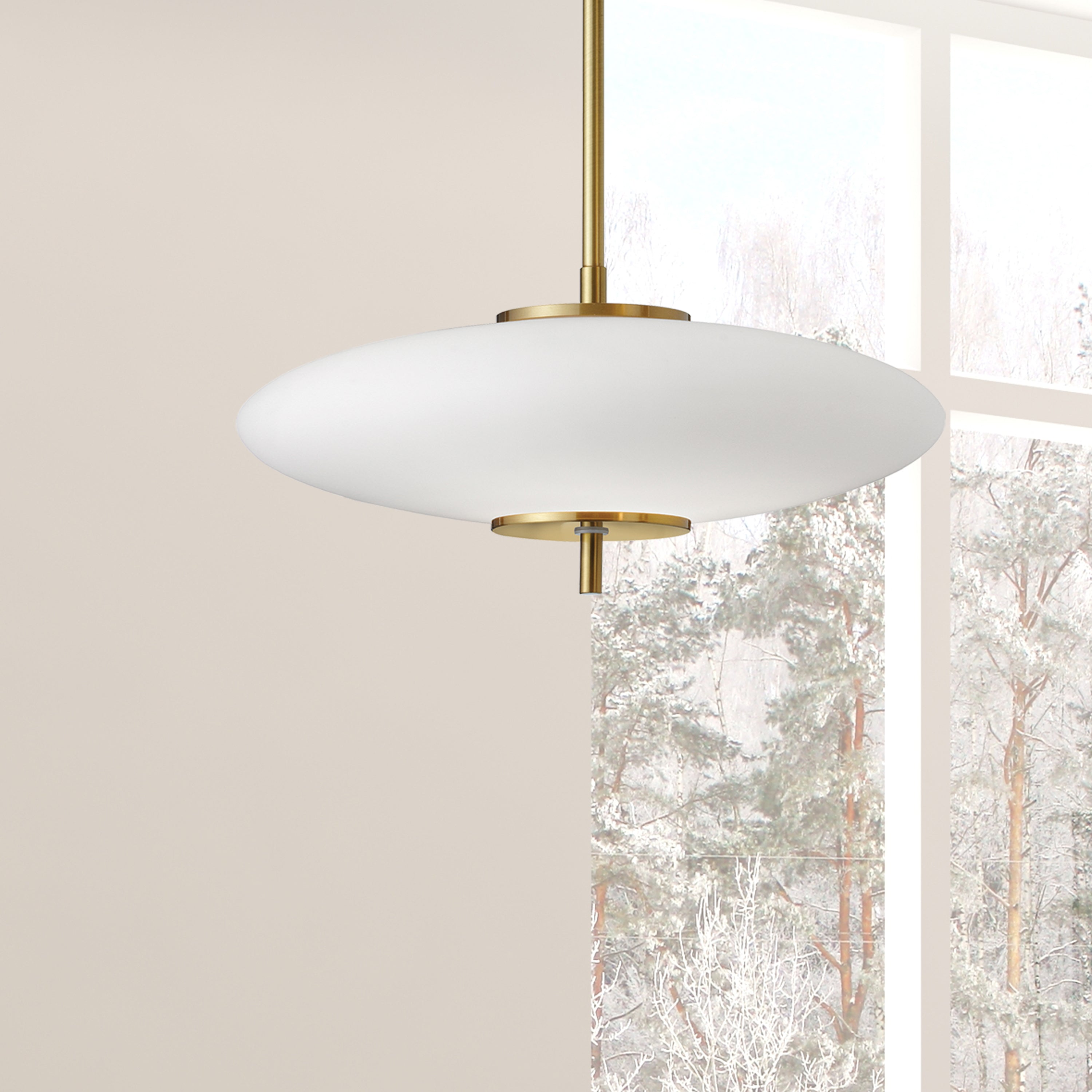 Dainolite Maddie - MAD-161P-AGB - 24W LED Maddie Pendant Aged Brass w/ White Glass - Aged Brass