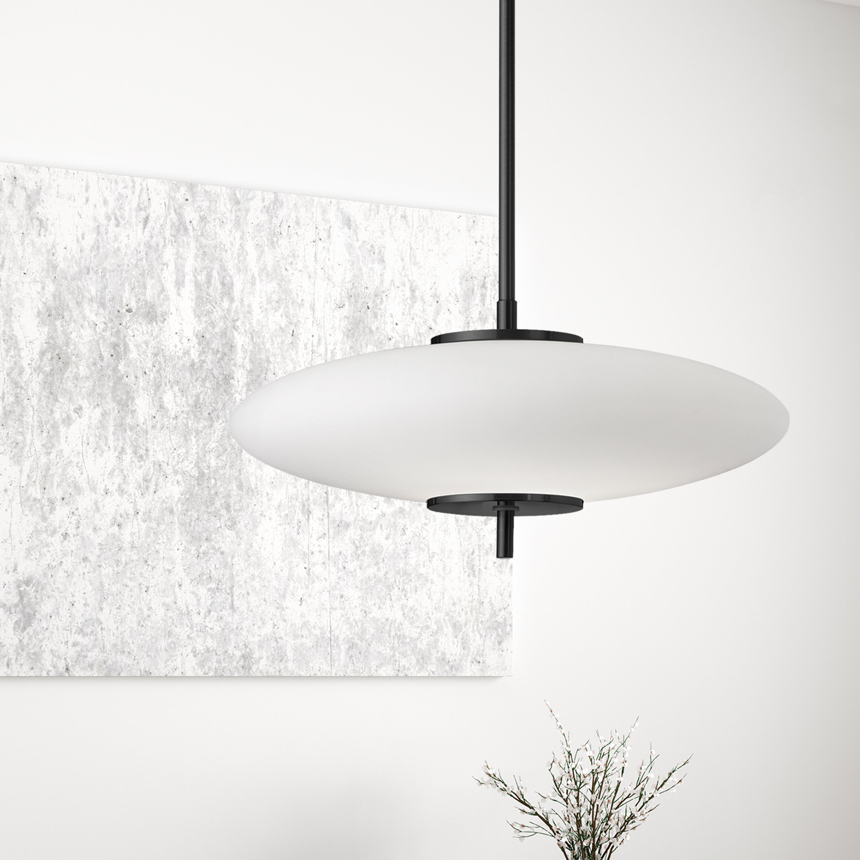 Dainolite Maddie - MAD-161P-MB - 24W LED Maddie Pendant Matte Black w/ White Glass - Matte Black