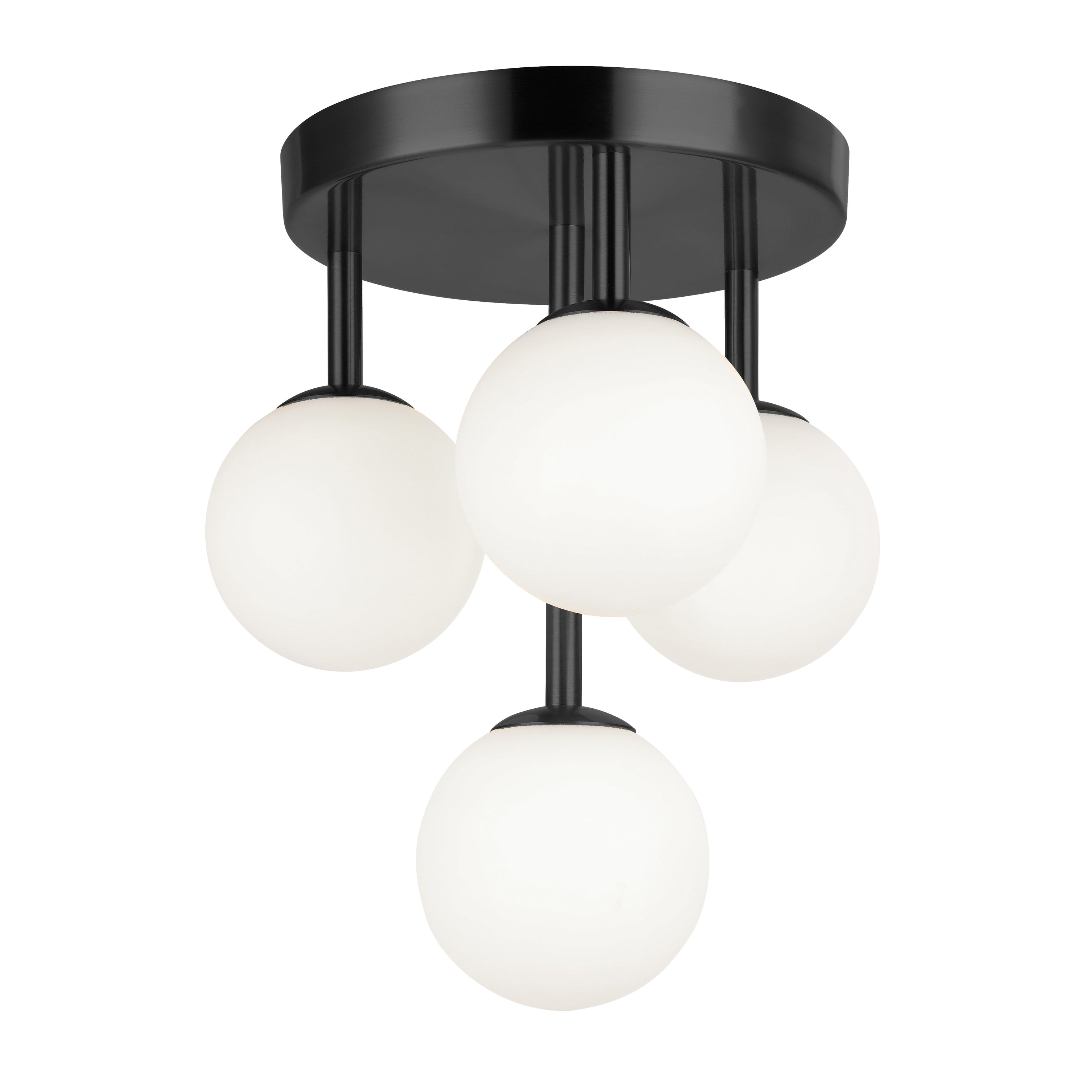 Dainolite Megallan - MGL-94FH-MB - 4 Light Flush Mount, Matte Black with White Opal Glass - Black