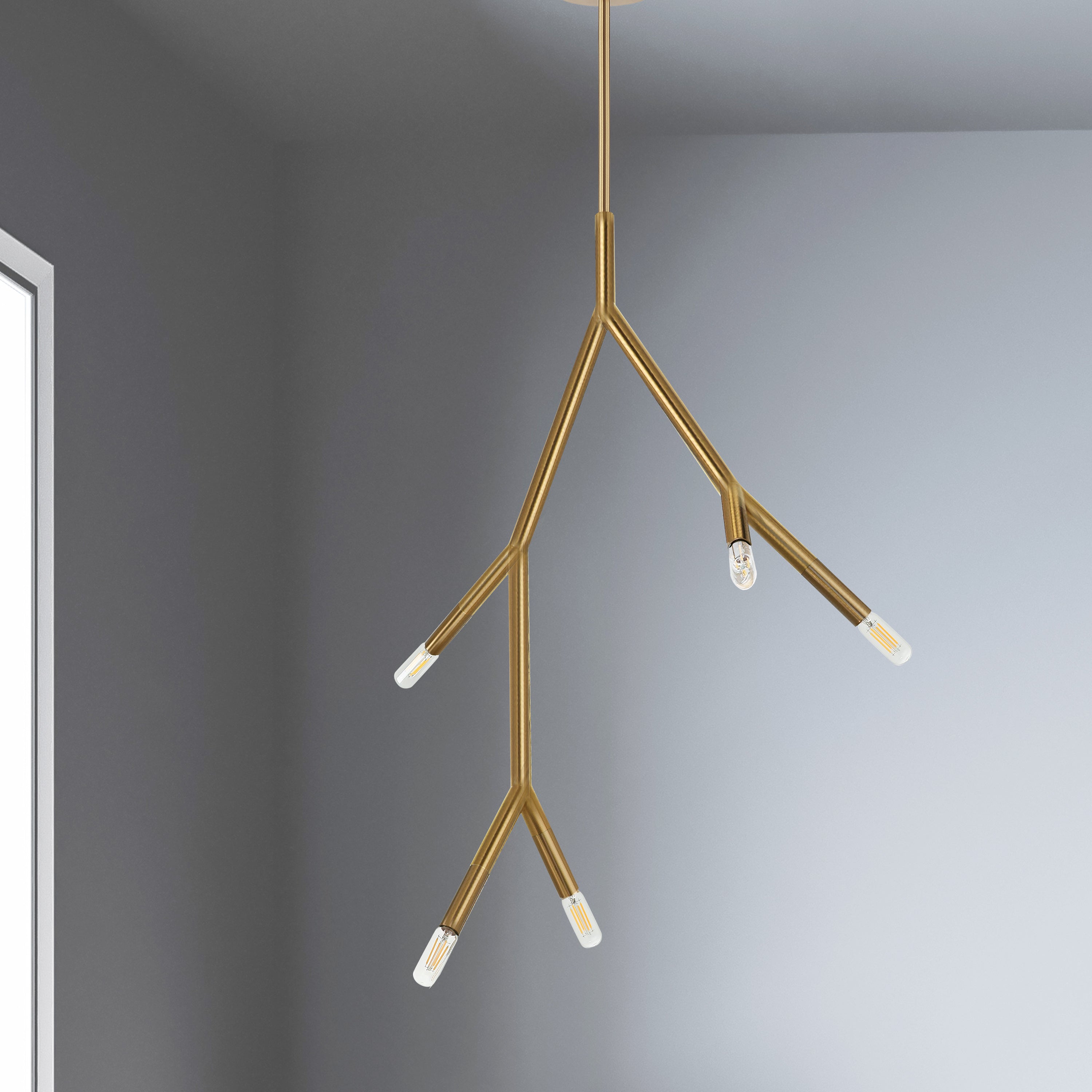 Dainolite Morgan - MOR-125P-AGB - 5 Light Pendant in Aged Brass - Aged Brass