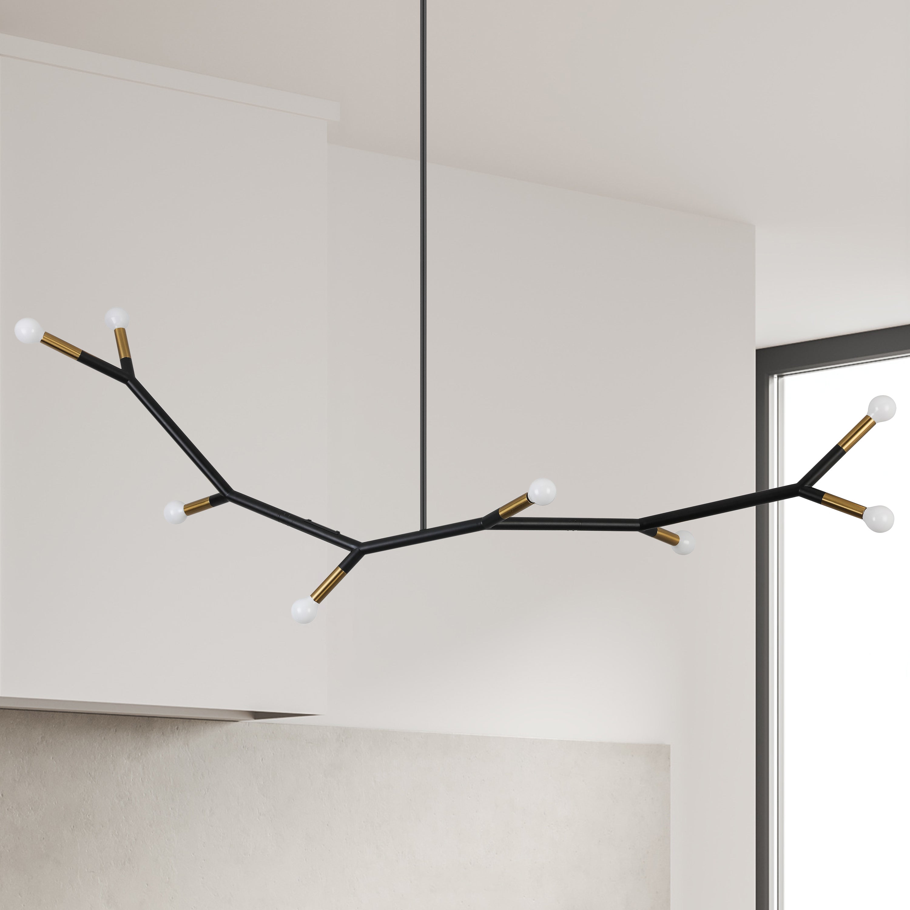 Dainolite Morgan - MOR-608HP-MB-AGB - 8 Light Horizontal Pendant Matte Black / Aged Brass - Matte Black