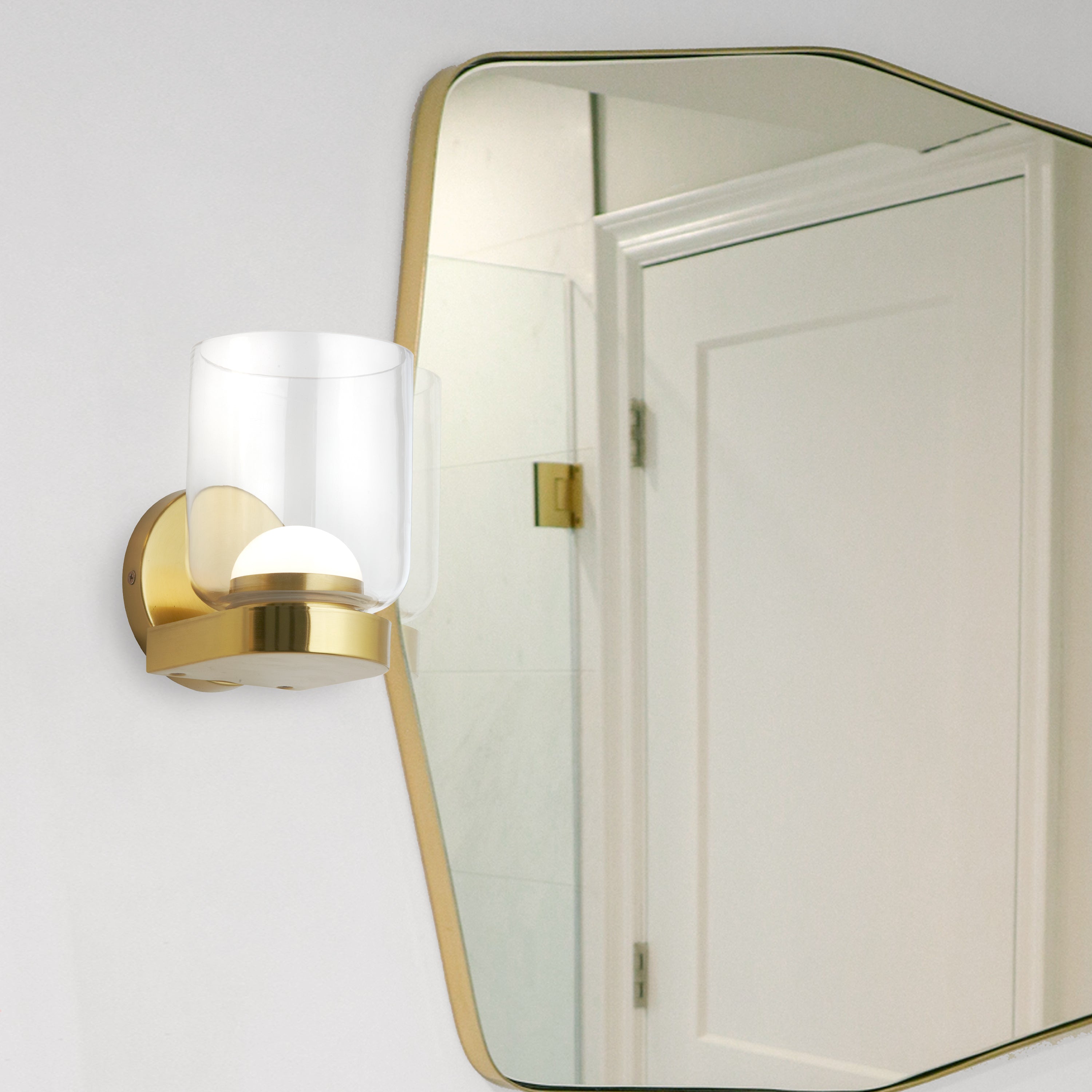 Dainolite Nadine - NAD-510LEDW-AGB - 10W LED Nadine Wall Sconce Aged Brass w/ Clear Glass - Clear