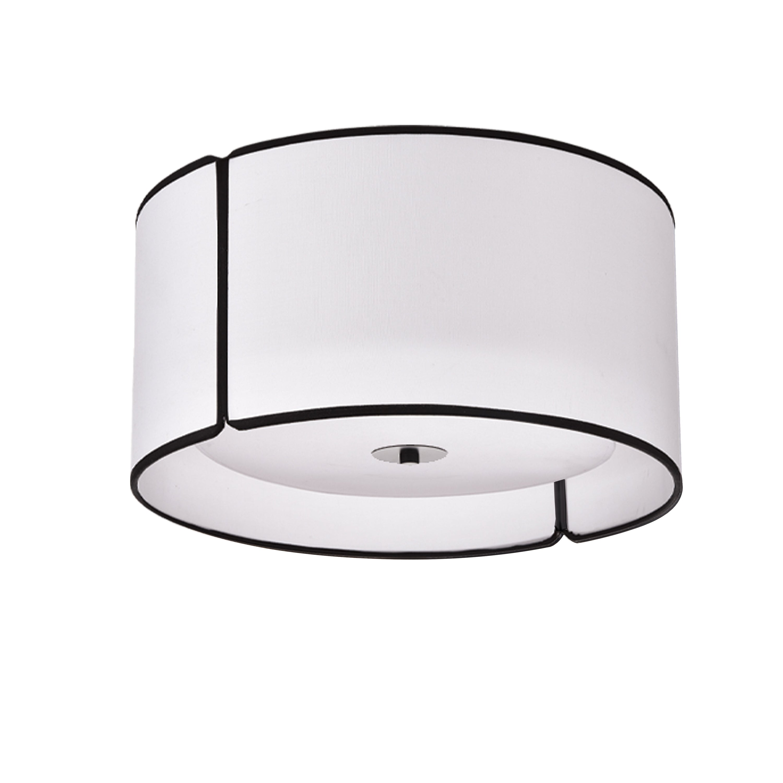 Dainolite Notched Drum - NDR-153FH-BK-WH - 3 Light Notched Drum Flush Mount, Matte Black White Shade and Diff - White