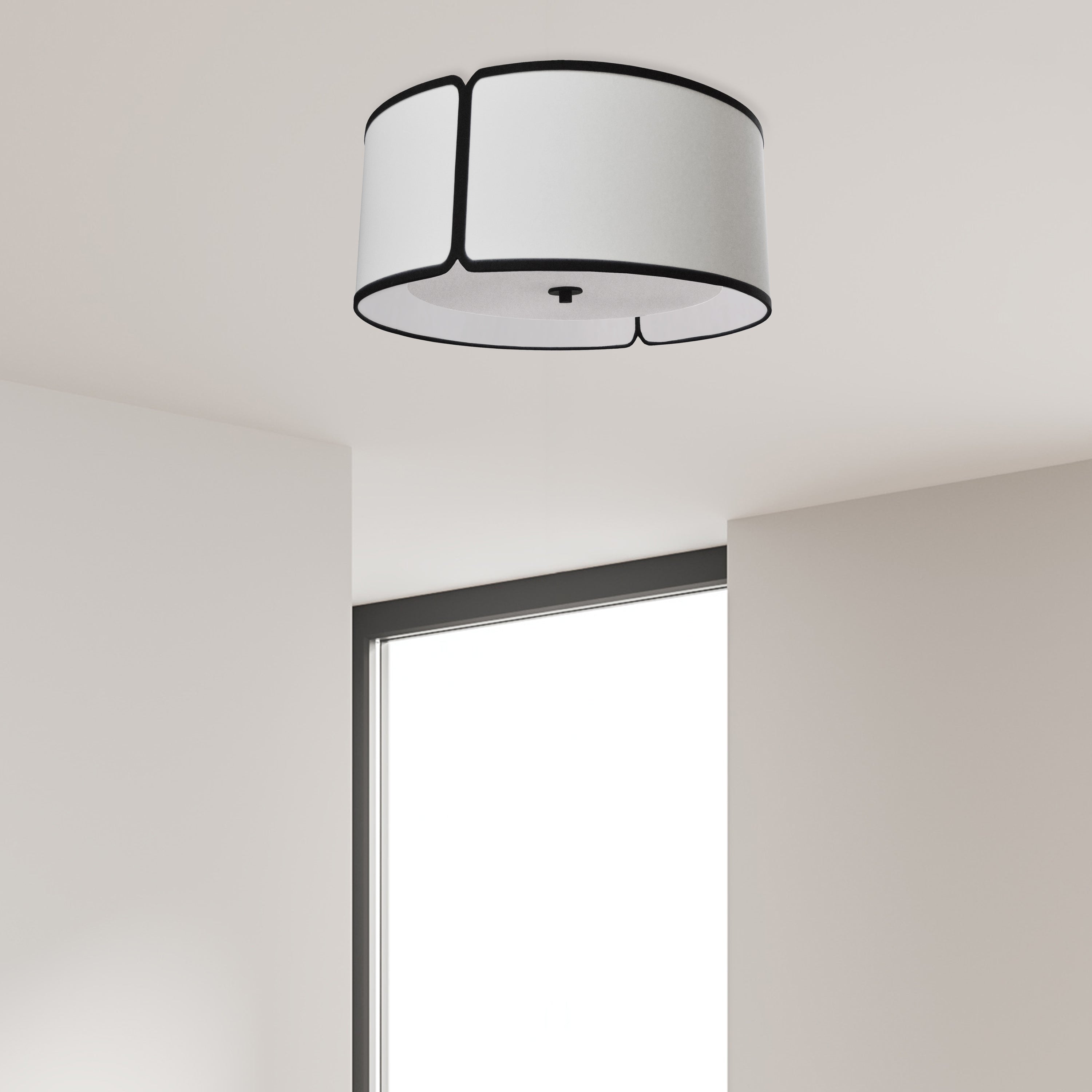 Dainolite Notched Drum - NDR-153FH-BK-WH - 3 Light Notched Drum Flush Mount, Matte Black White Shade and Diff - White