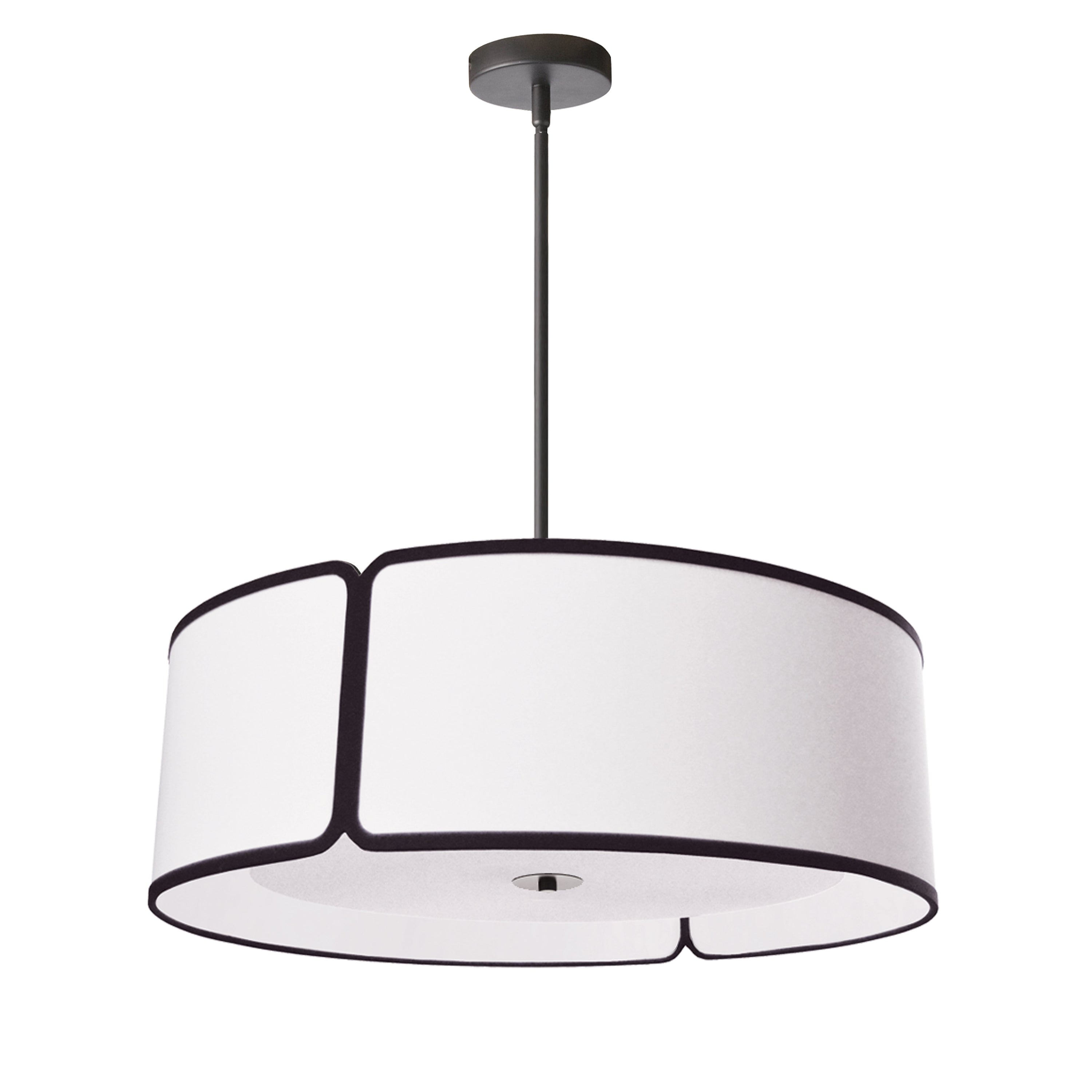 Dainolite Notched Drum - NDR-243P-BK-WH - 4 Light Black Notched Drum Pendant with White Shade and White Diffuser - White