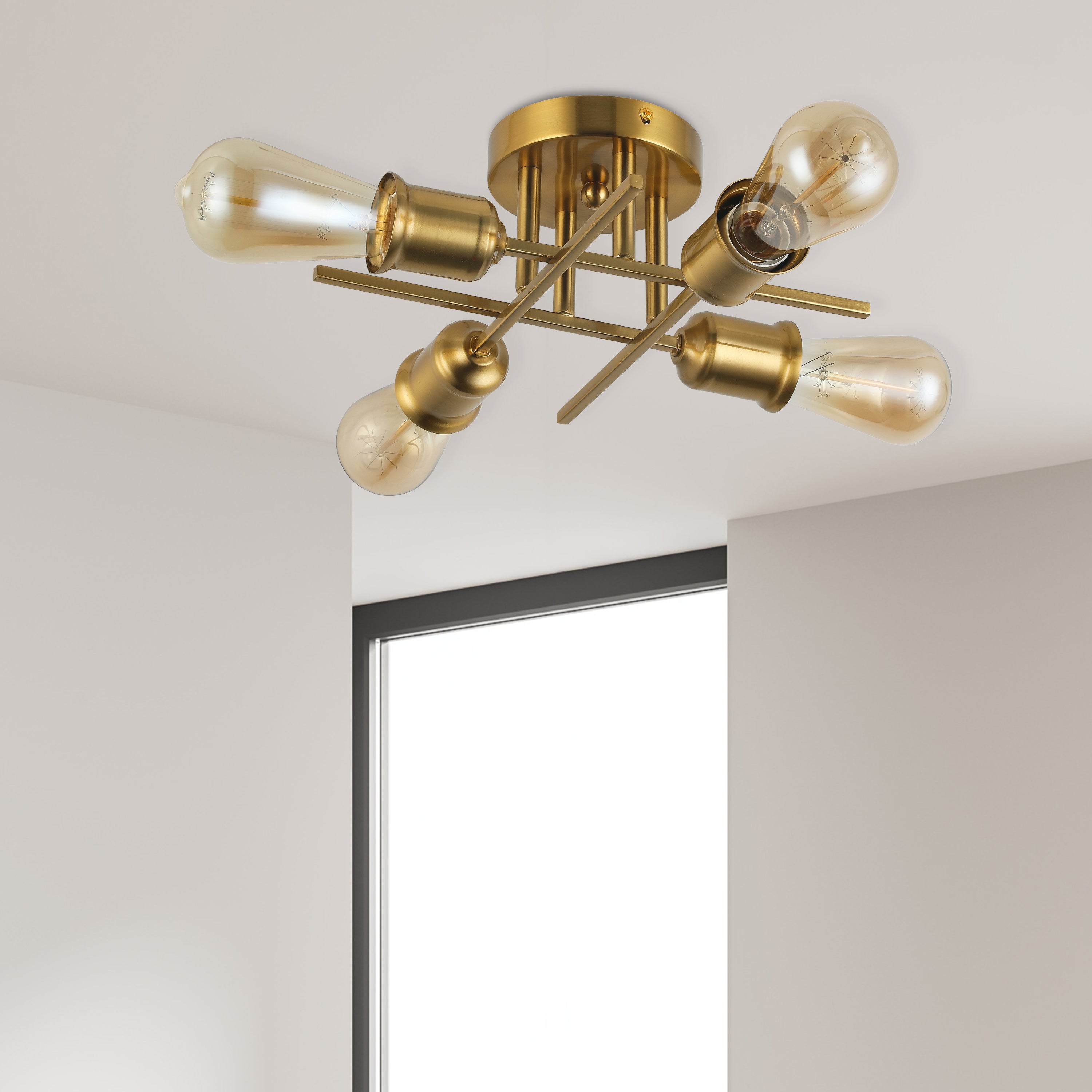 Dainolite Nebraska - NEB-184SF-AGB - 4 Light Semi-Flush Mount Aged Brass - Aged Brass