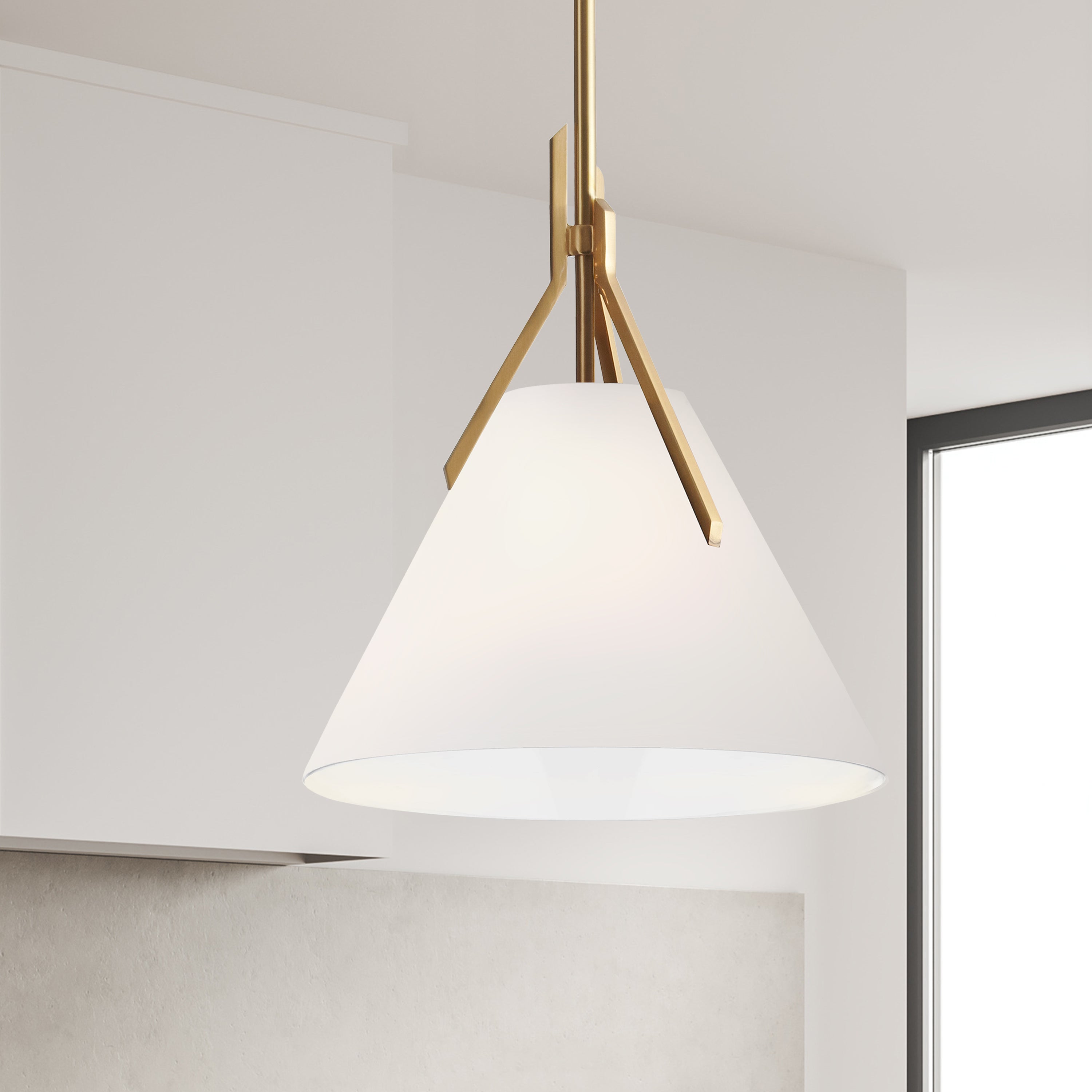 Dainolite Nicole - NIC-101P-AGB - 1 Light Pendant, Aged Brass with Opal Glass - Aged Brass