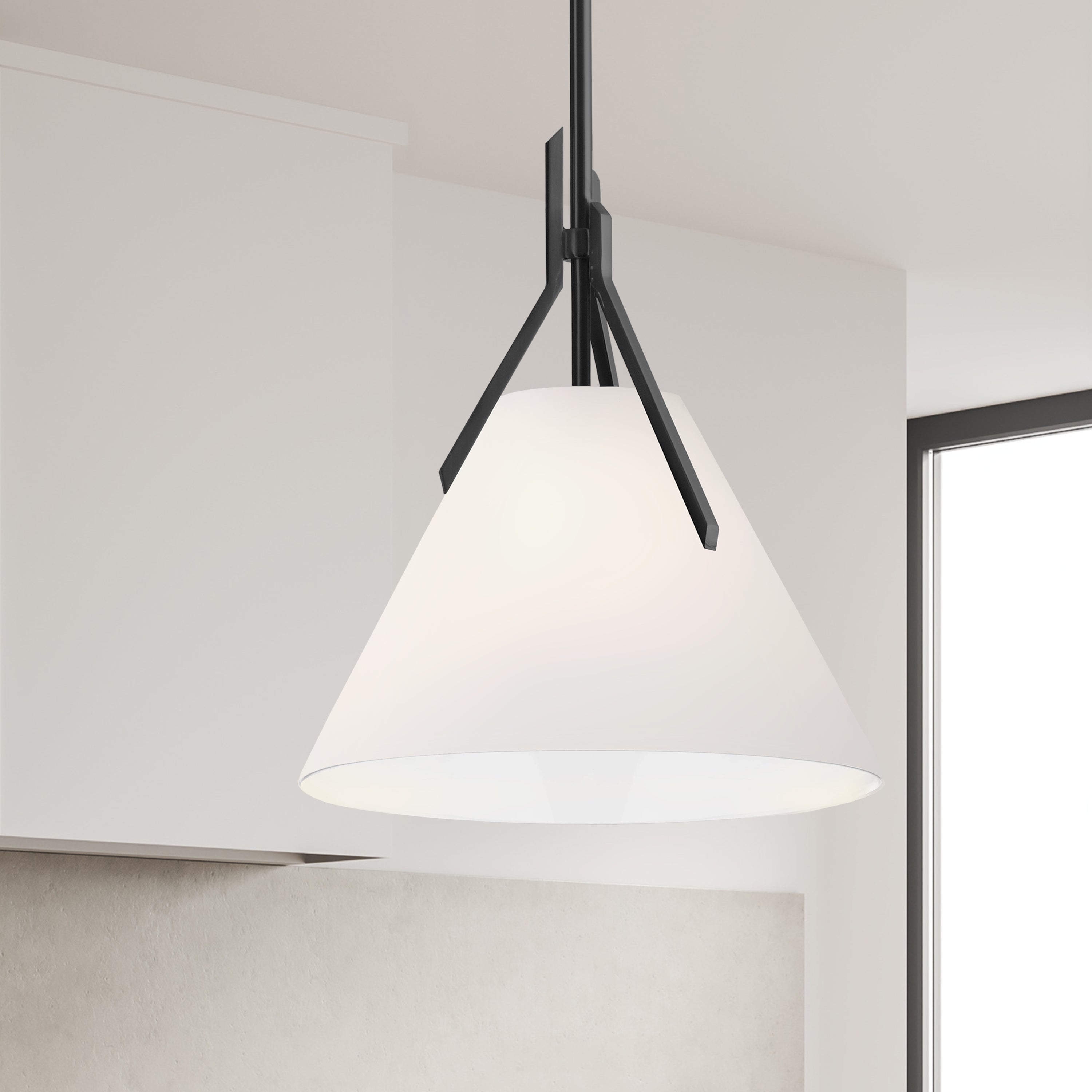 Dainolite Nicole - NIC-101P-MB - 1 Light Pendant, Matte Black with Opal Glass - Matte Black