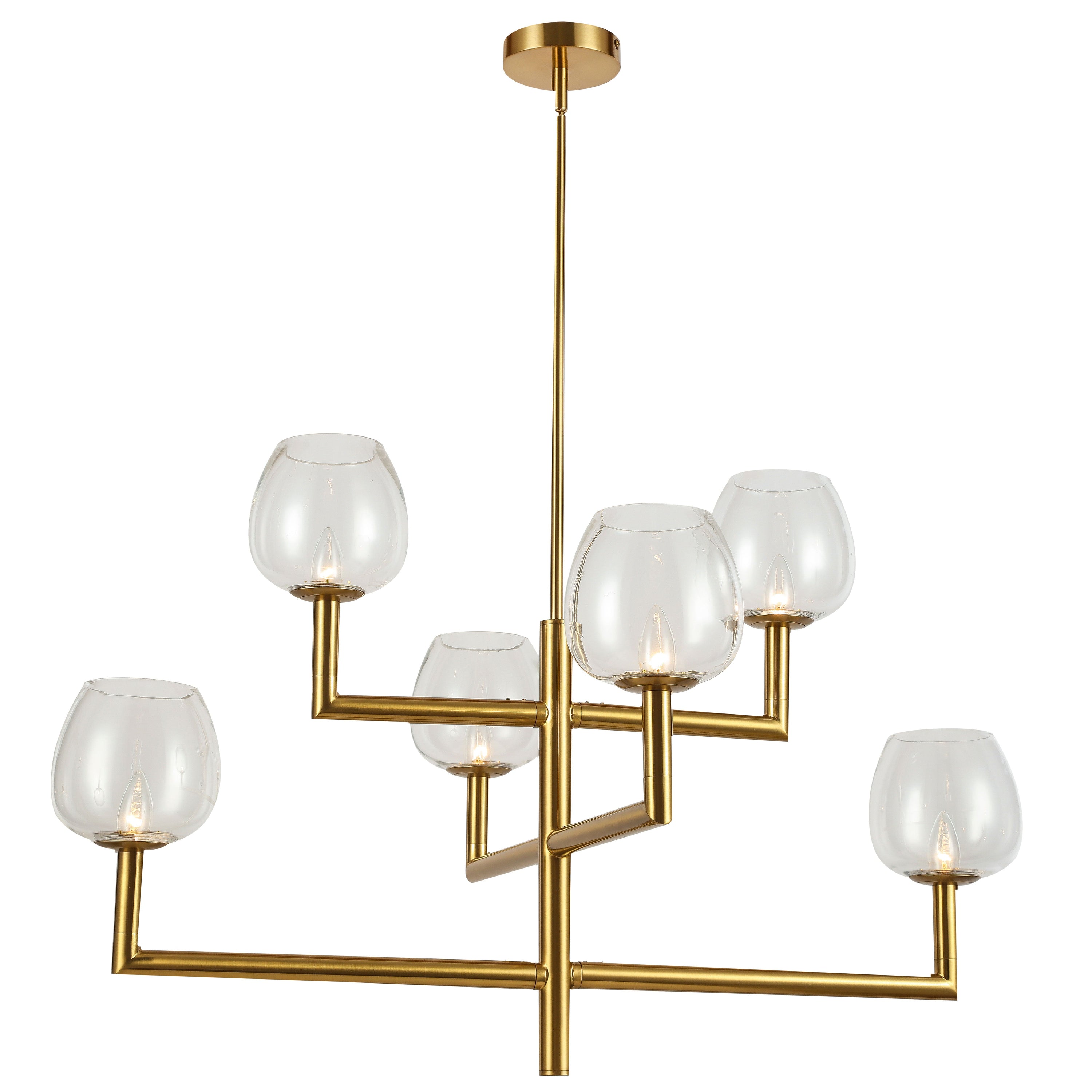 Dainolite Nora - NOR-326C-AGB-CLR - 6 Light Aged Brass Chandelier Fixture w/ Clear Glass - Aged Brass