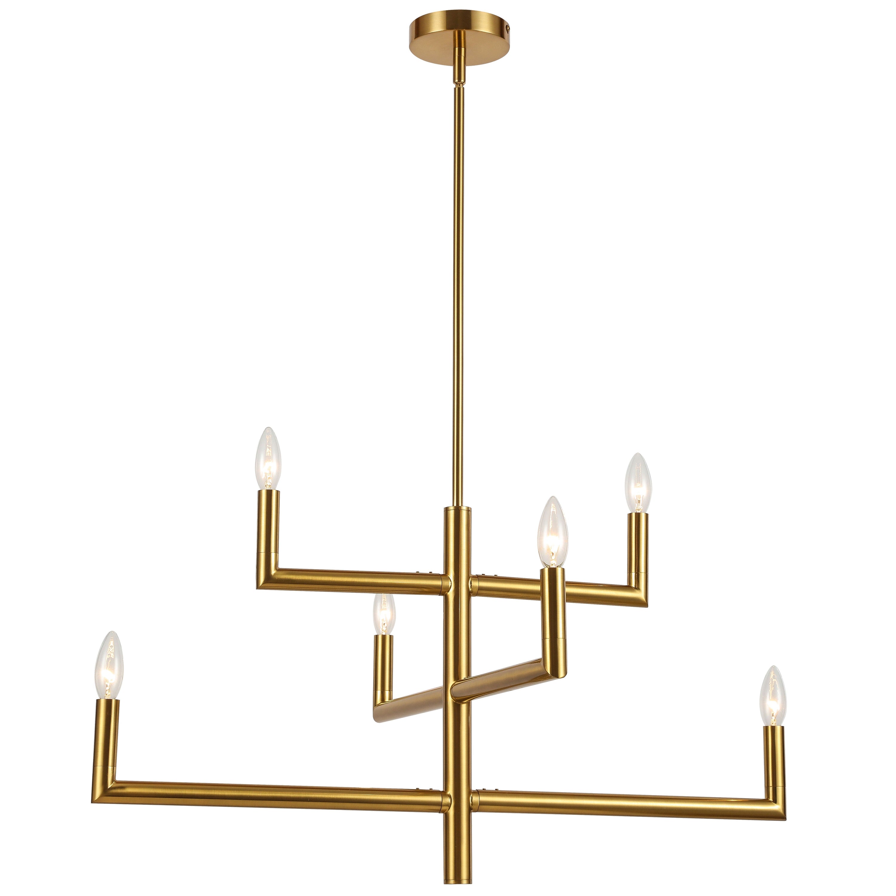 Dainolite Nora - NOR-326C-AGB - 6 Light Aged Brass Chandelier Fixture - Aged Brass