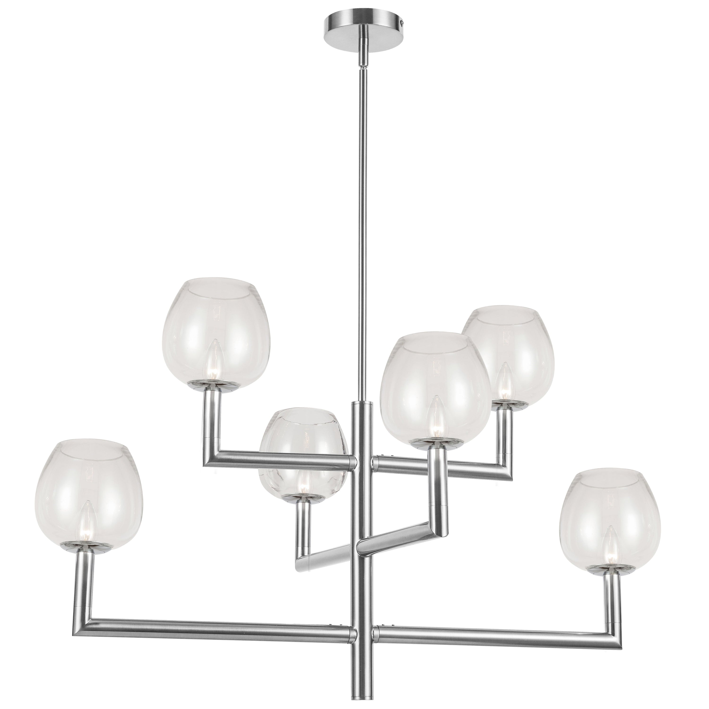 Dainolite Nora - NOR-326C-PC-CLR - 6 Light Polished Chrome Chandelier Fixture w/ Clear Glass - Polished Chrome