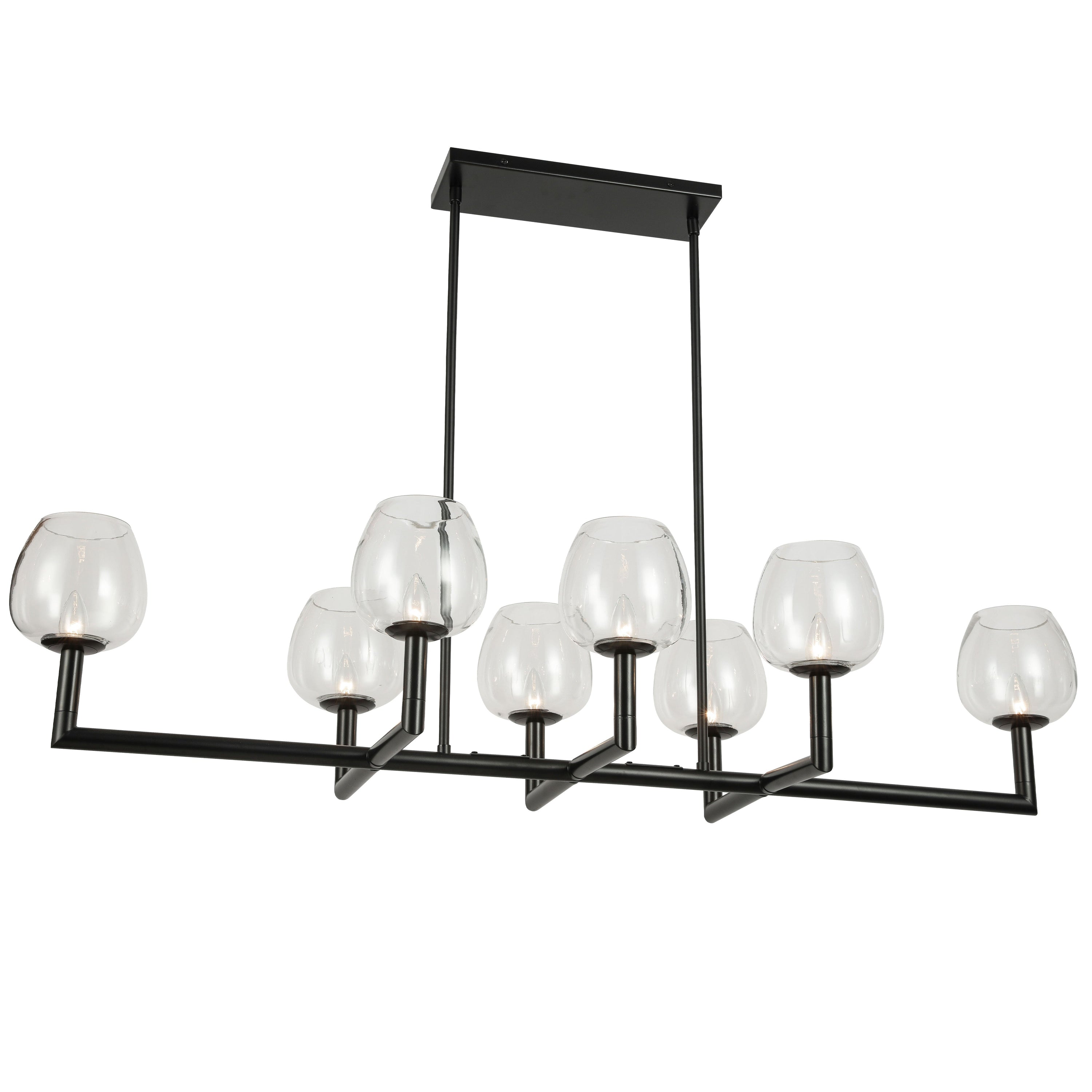 Dainolite Nora - NOR-478HC-MB-CLR - 8 Light Matte Black Horizontal Chandelier Fixture w/ Clear Glas - Black