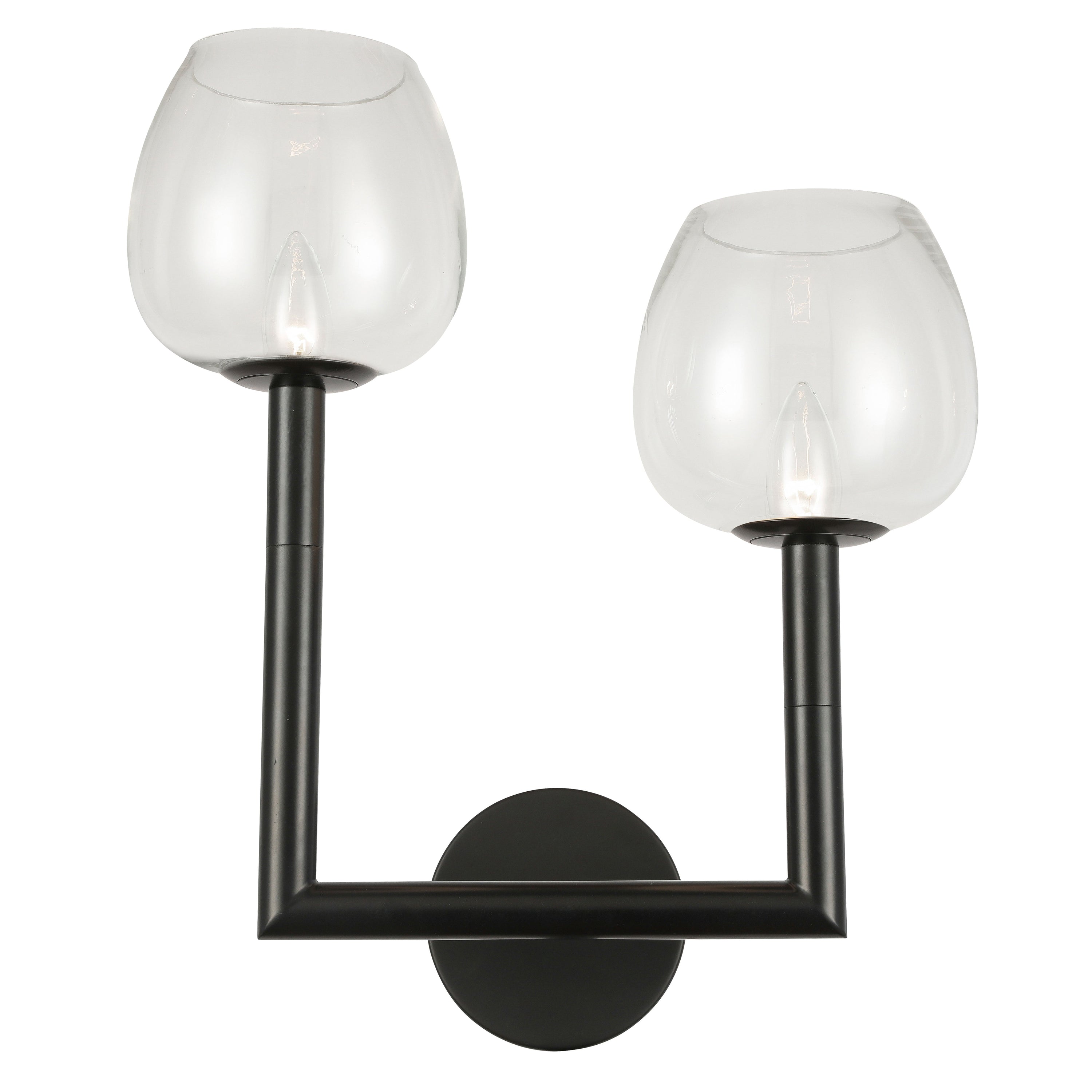 Dainolite Nora - NOR-L-112W-MB-CLR - 2 Light Wall Sconce, Matte Black w/ Clear Glass - Black