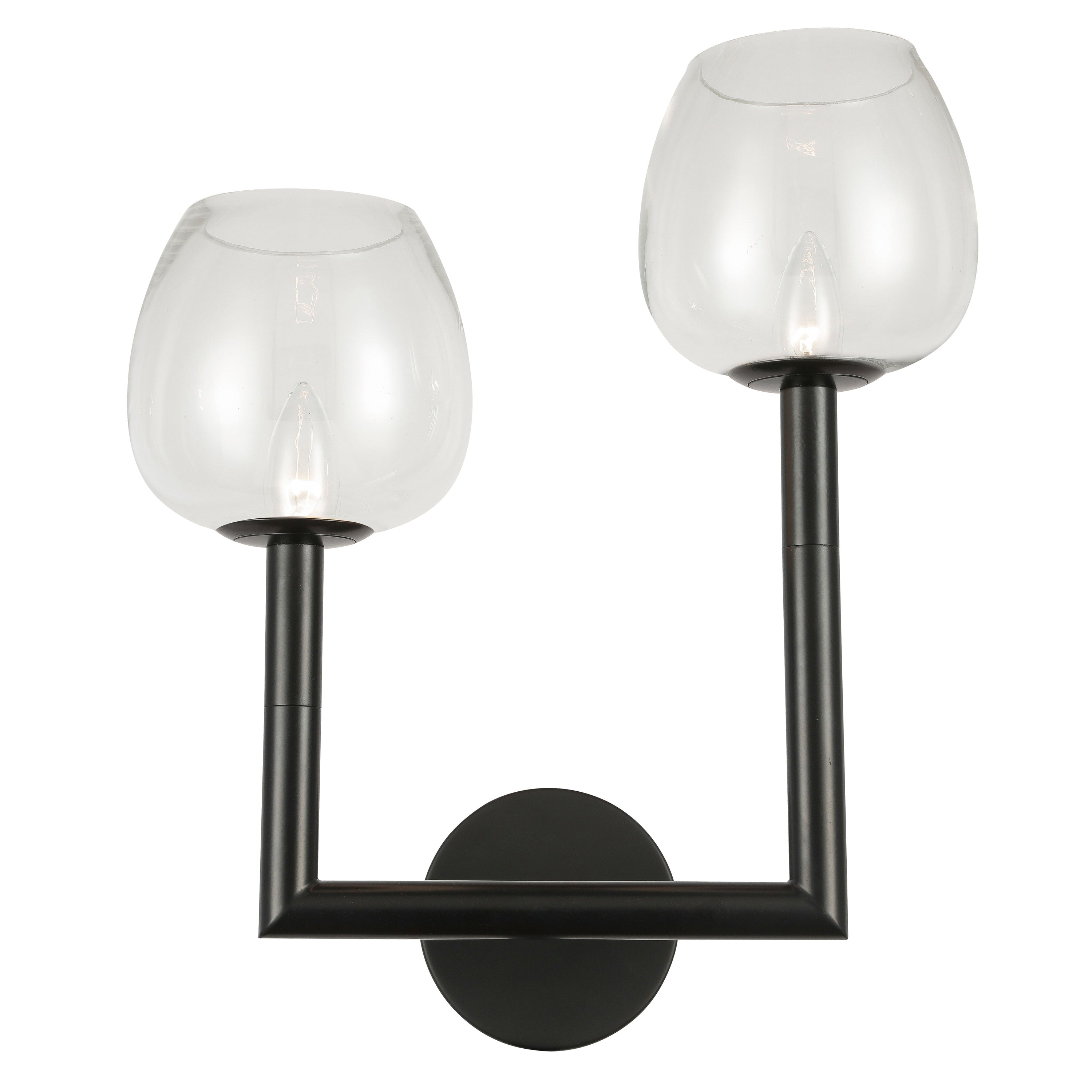 Dainolite Nora - NOR-R-112W-MB-CLR - 2 Light Wall Sconce, Matte Black w/ Clear Glass - Black