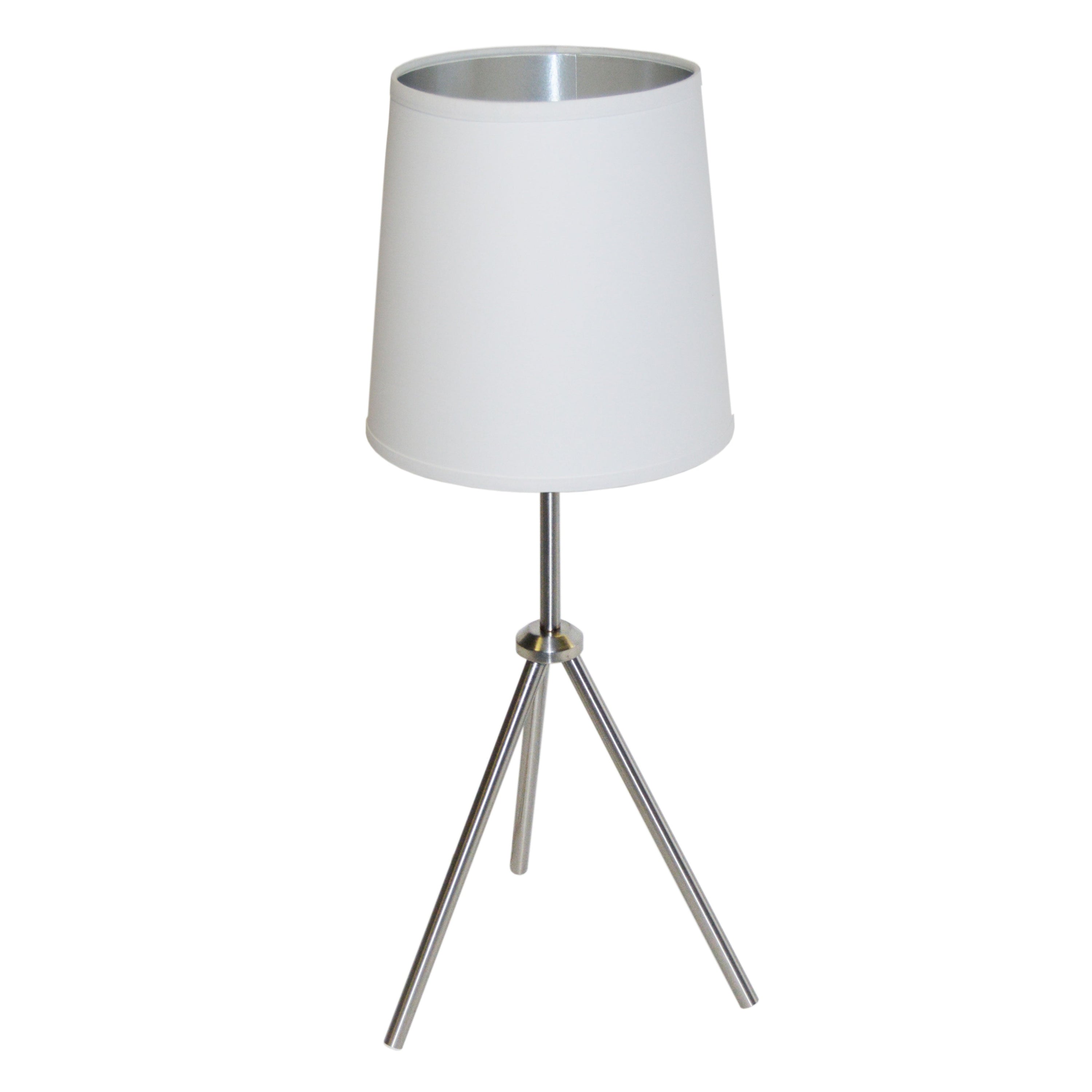 Dainolite Oversized Drum - OD3T-S-691-SC - 1 Light 3 Leg Drum Table Fixture w/White-Silver Shade - Satin Chrome