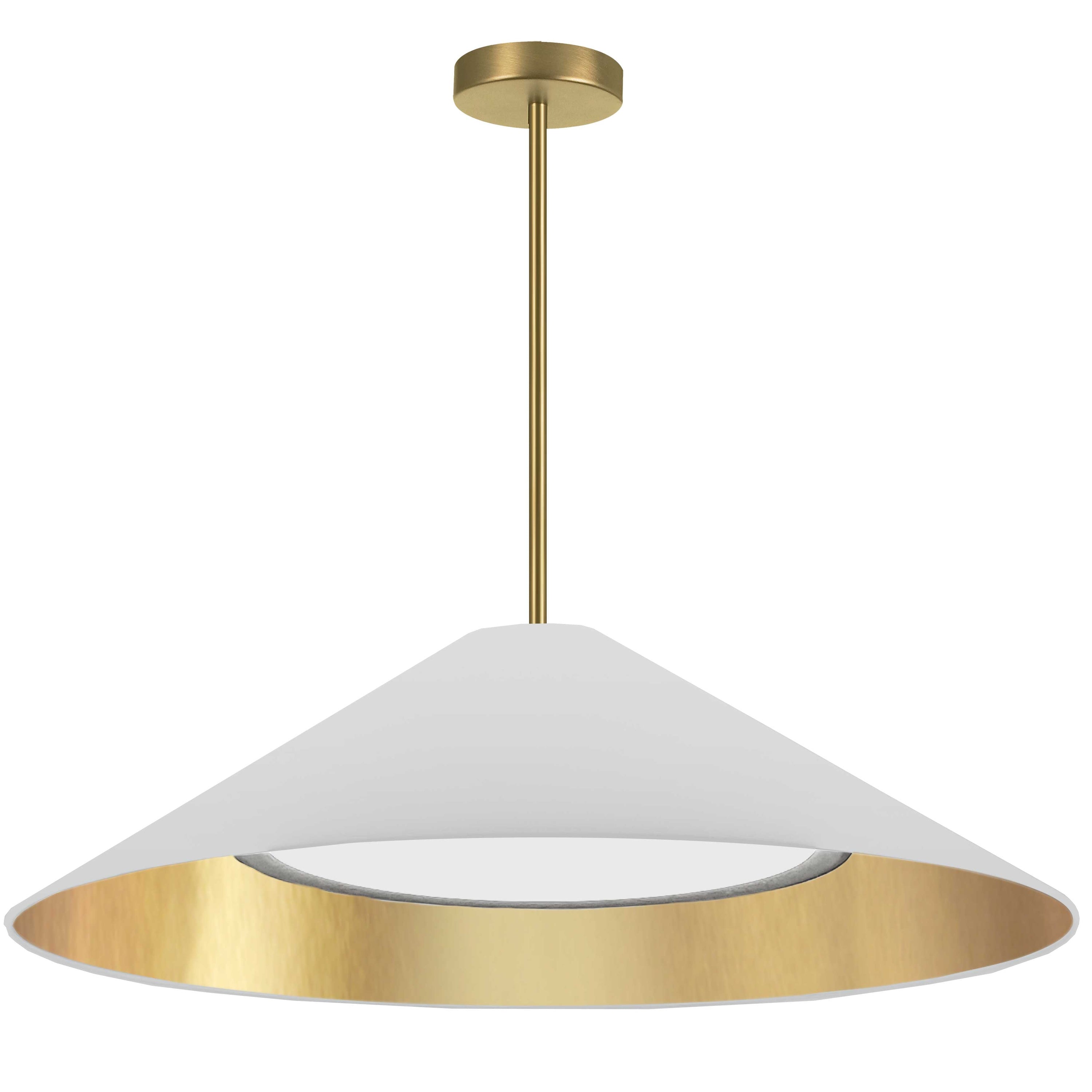 Dainolite Padme - PAD-2630P-AGB-692 - 30W Pendant, Aged Brass w/ Fabric Shade - White