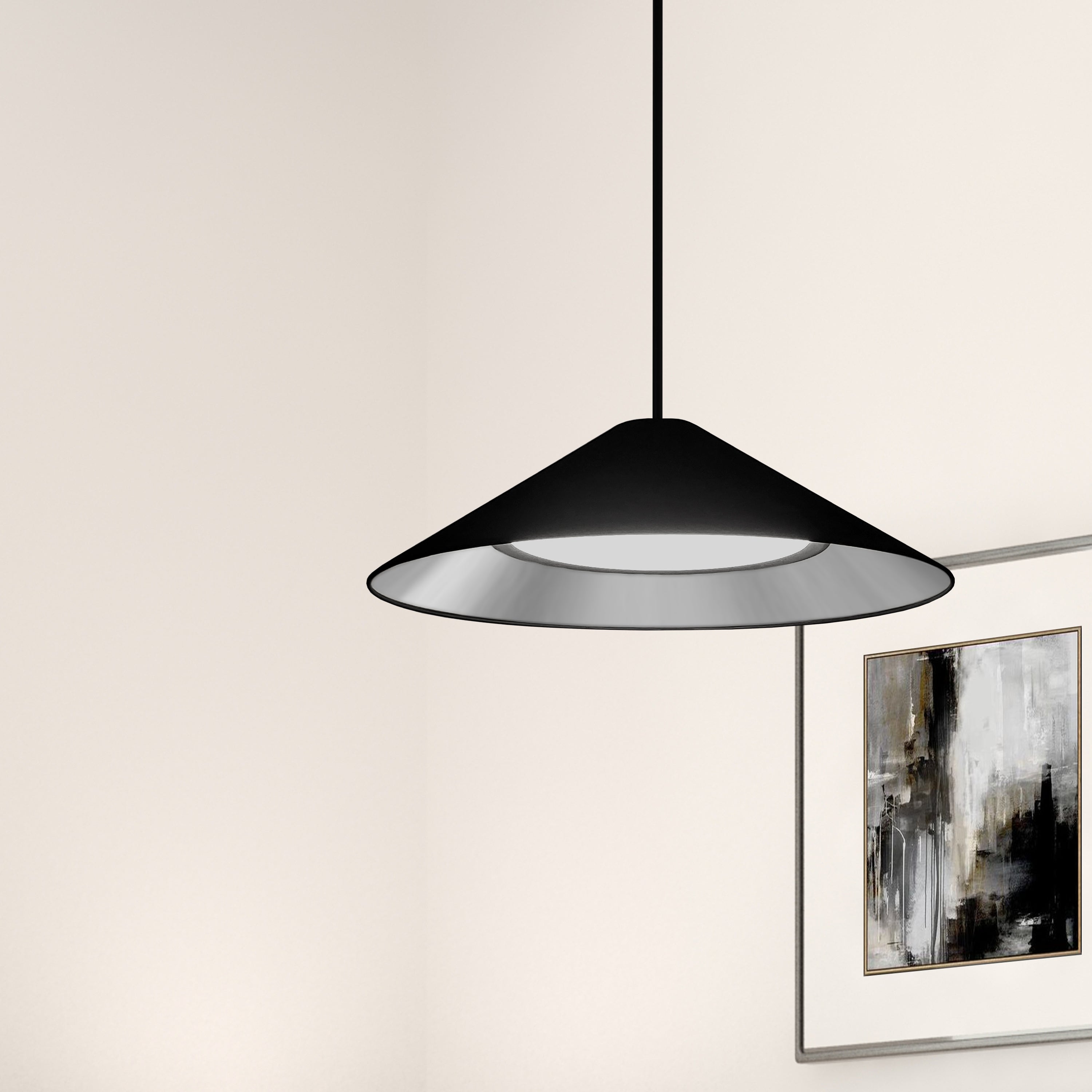 Dainolite Padme - PAD-2630P-MB-697 - 30W Pendant, Matte Black w/ Fabric Shade - Black