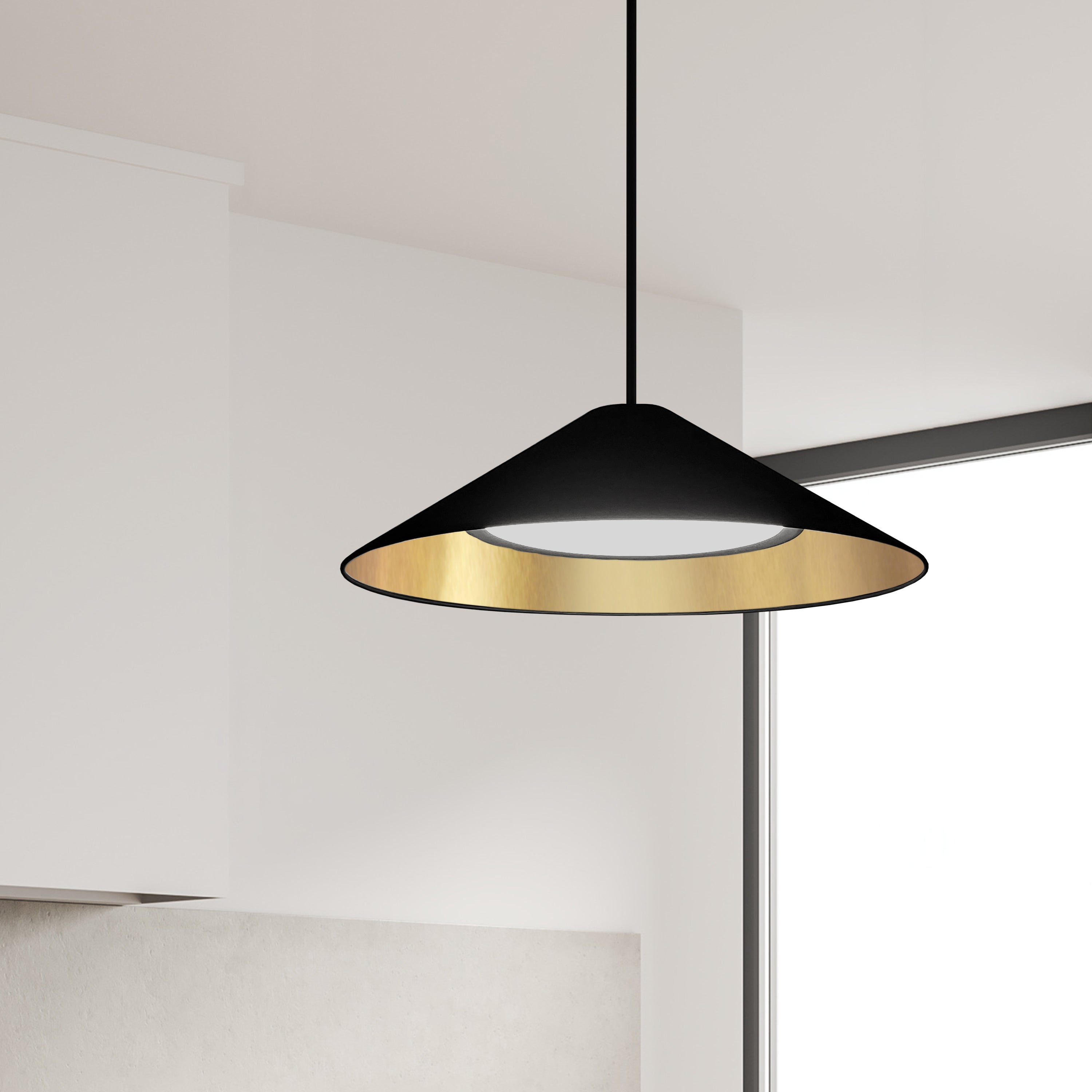 Dainolite Padme - PAD-2630P-MB-698 - 30W Pendant, Matte Black w/ Fabric Shade - Black