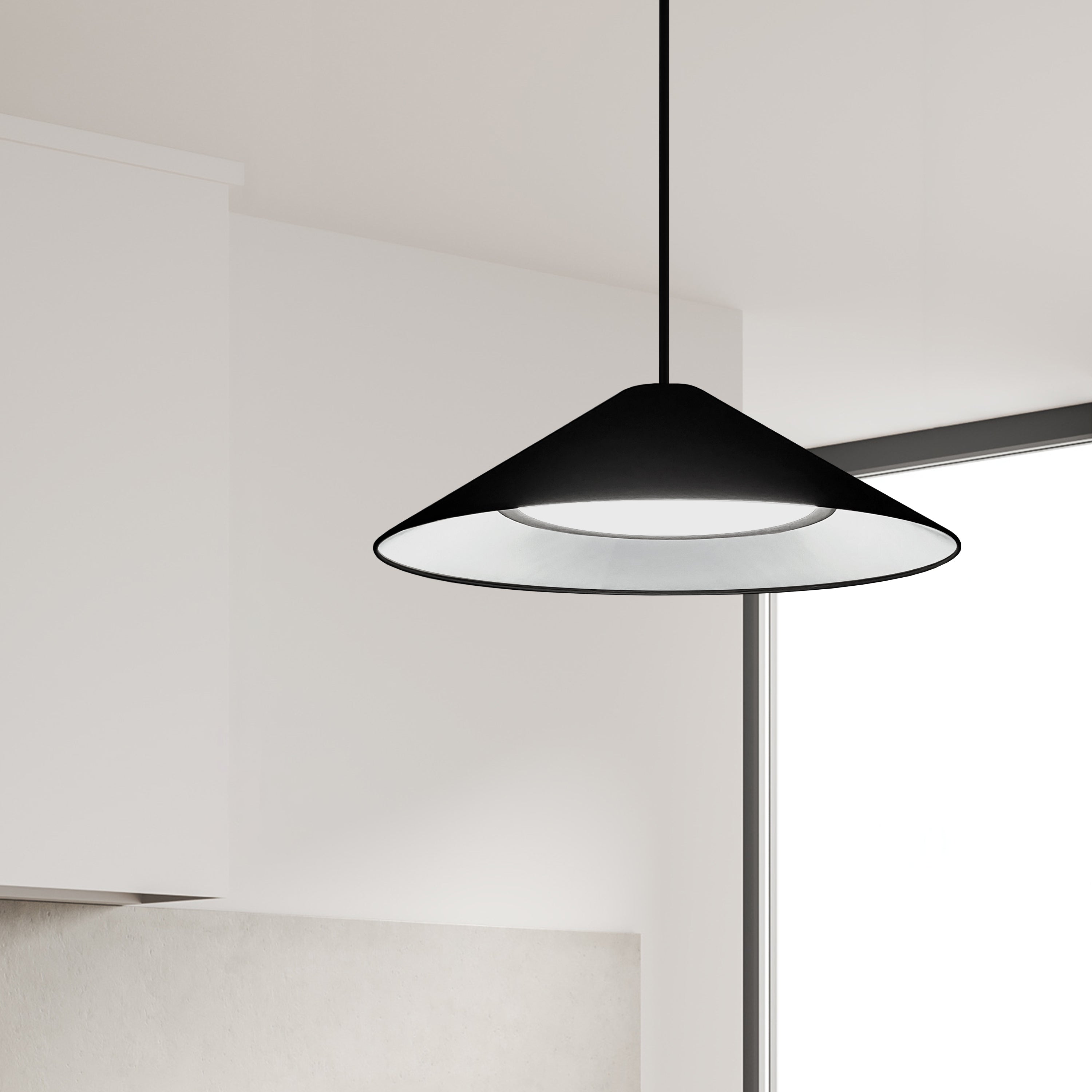 Dainolite Padme - PAD-2630P-MB-797 - 30W Pendant, Matte Black w/ Fabric Shade - Black