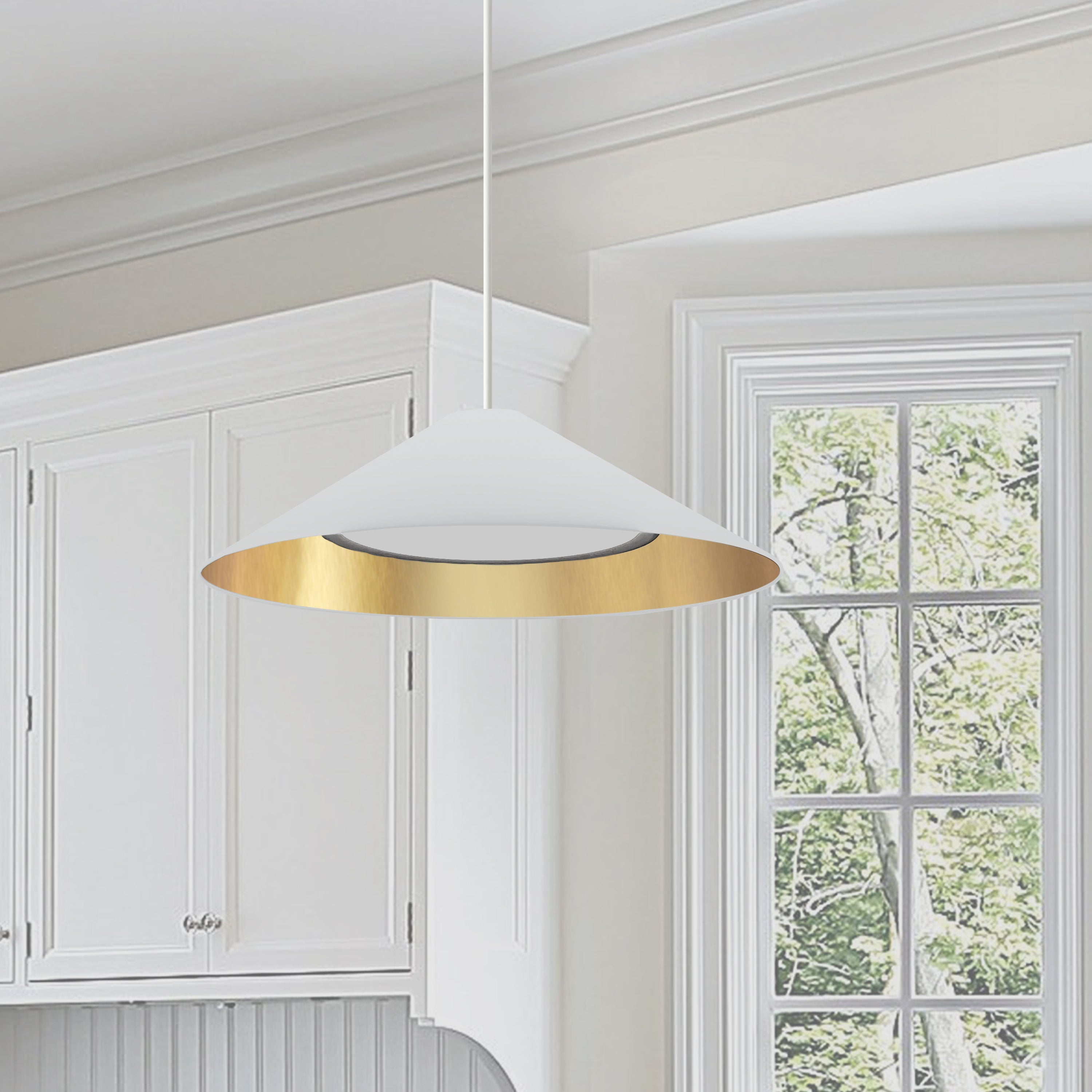 Dainolite Padme - PAD-2630P-MW-692 - 30W Pendant, Matte White w/ Fabric Shade - White