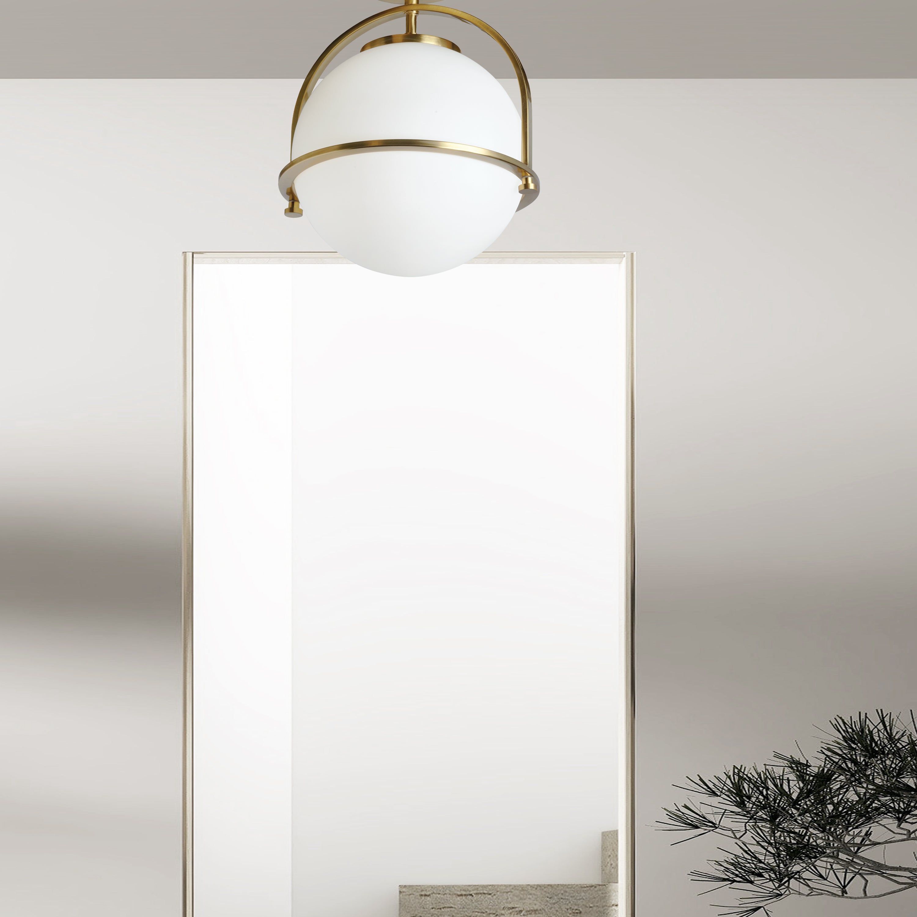 Dainolite Paola - PAO-121SF-AGB - 1 Light Semi-Flush Aged Brass with White Opal Glass - Aged Brass