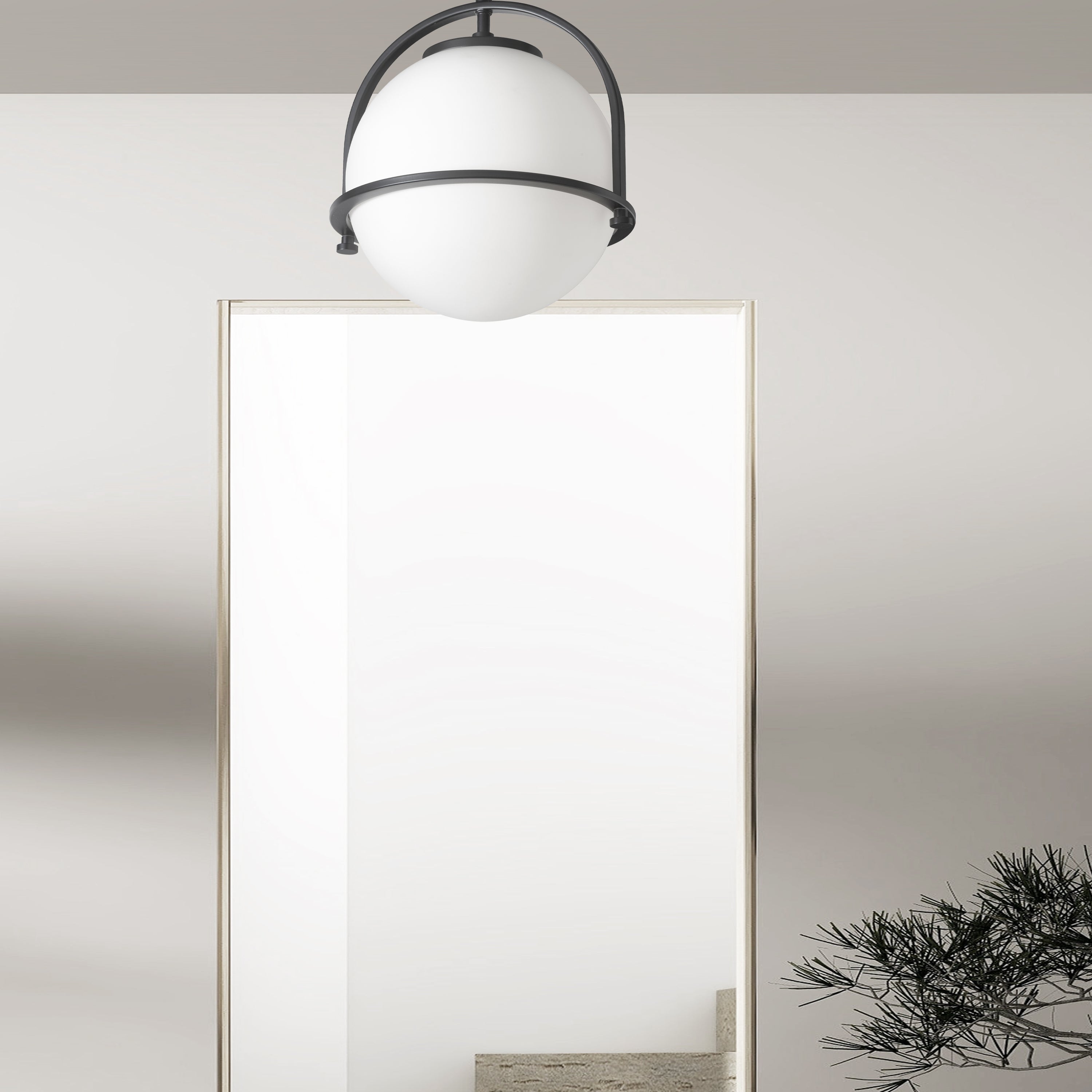 Dainolite Paola - PAO-121SF-MB - 1 Light Semi-Flush Matte Black with White Opal Glass - Matte Black