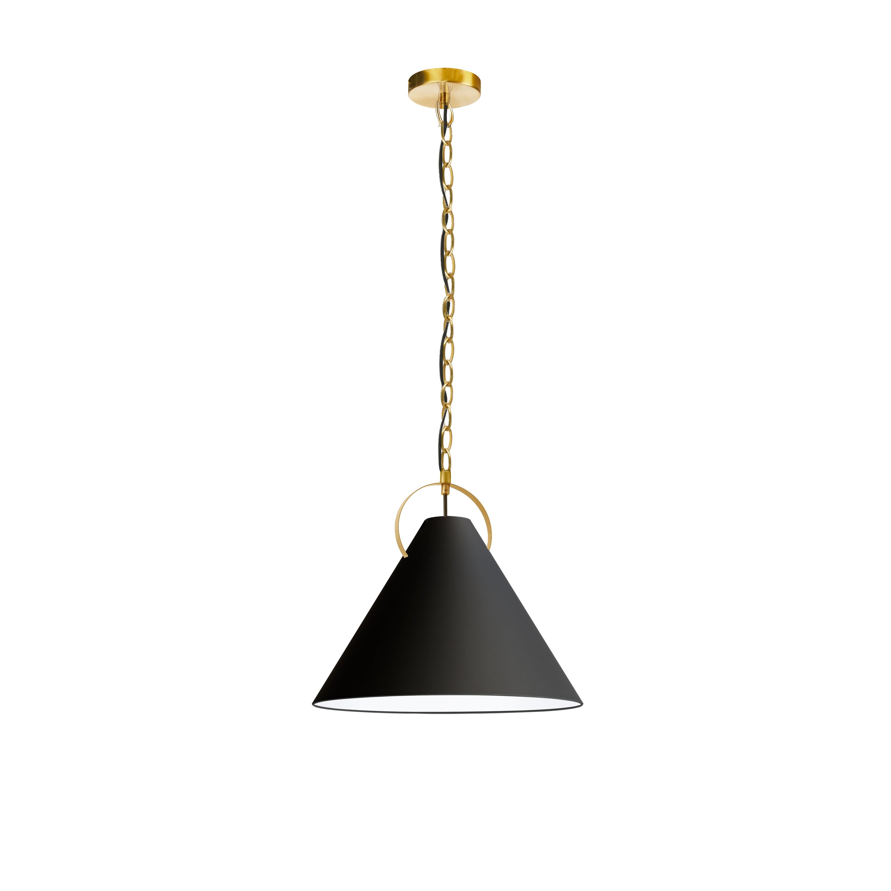 Dainolite Princeton - PCN-161P-AGB-797 - 1 Light Pendant, Aged Brass with Black Shade - Black