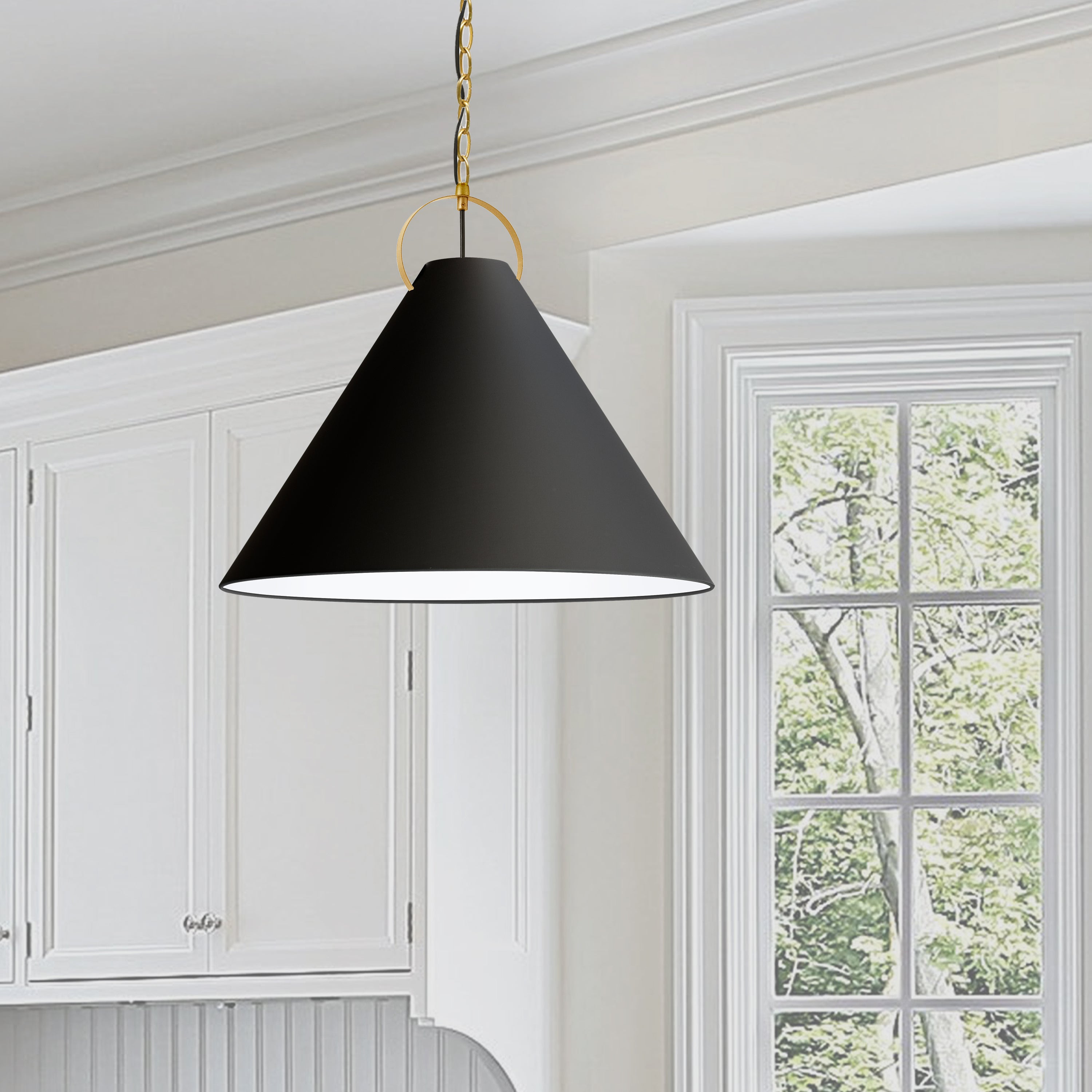 Dainolite Princeton - PCN-241P-AGB-797 - 1 Light Pendant, Aged Brass with Black Shade - Black