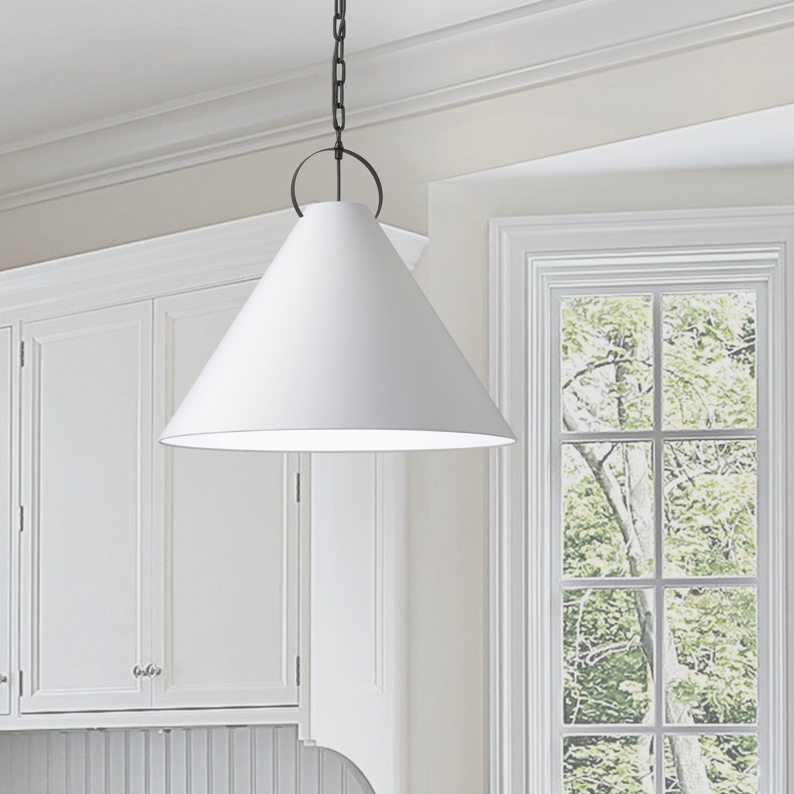 Dainolite Princeton - PCN-241P-MB-790 - 1 Light Pendant, Matte Black with White Shade - White