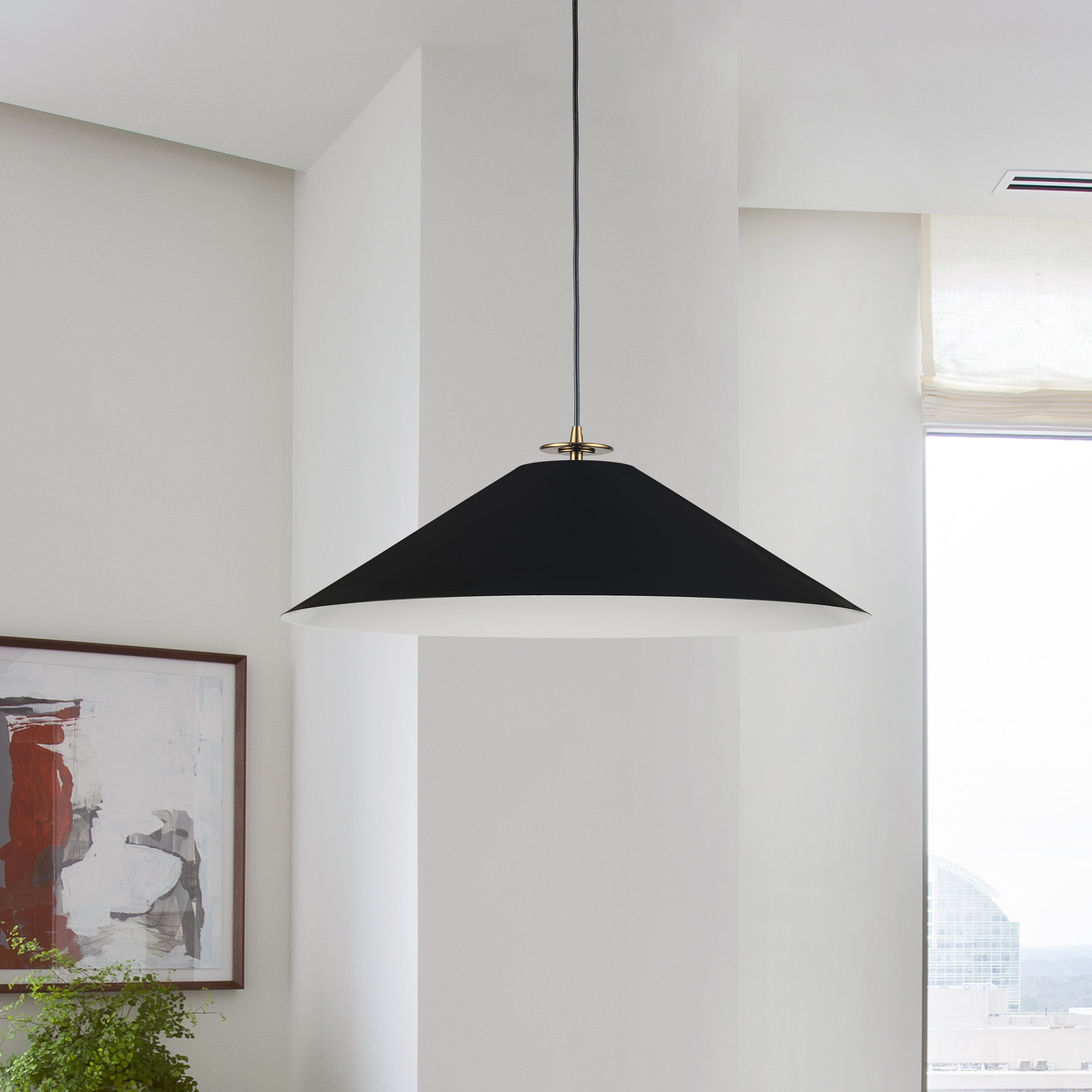 Dainolite Prudence - PDC-241P-AGB-MB - 1 Light Pendant, Aged Brass and Matte Black - Black