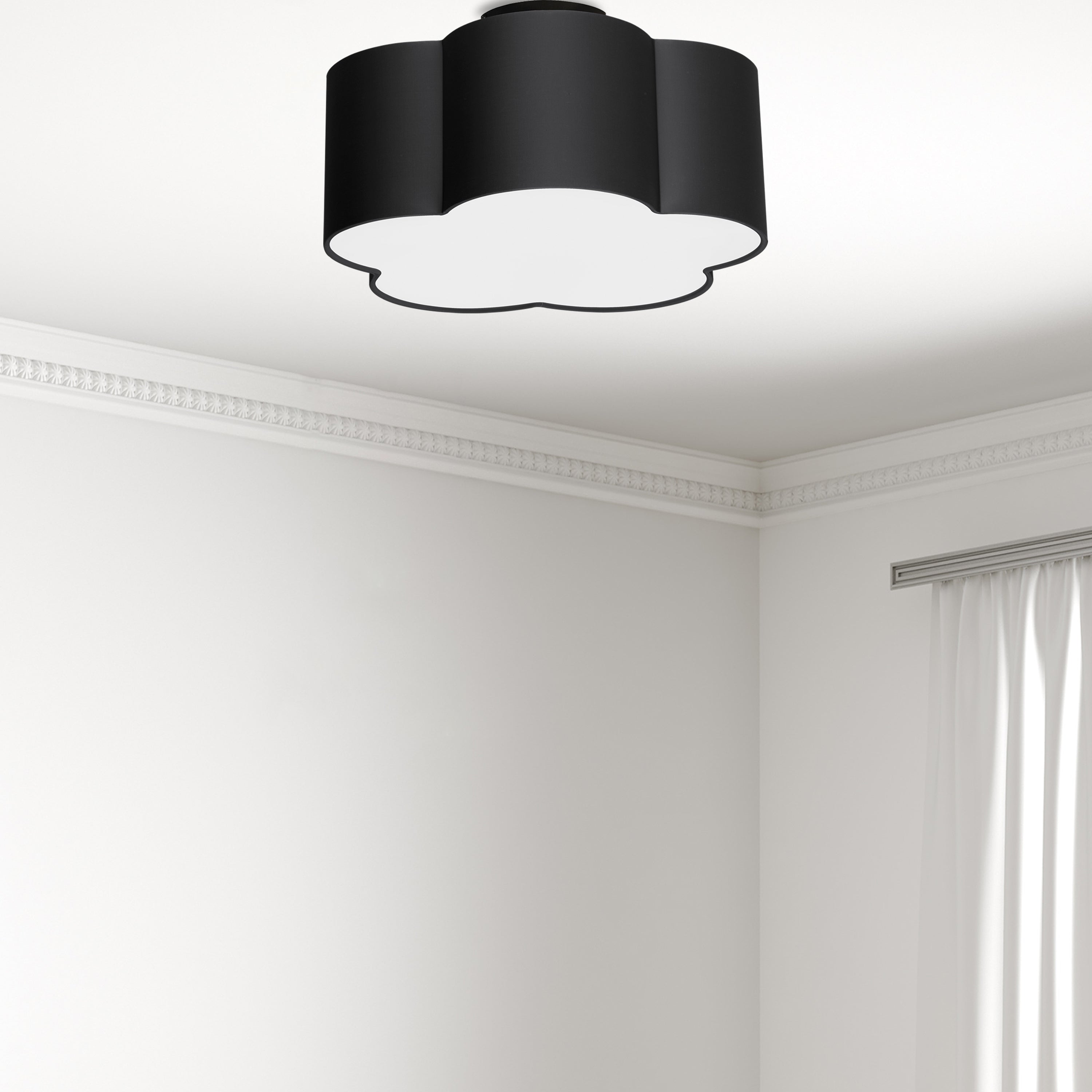 Dainolite Phlox - PLX-152FH-MB-BK - 3 Light Flush Mount, Matte Black w/ Black Shade - Black