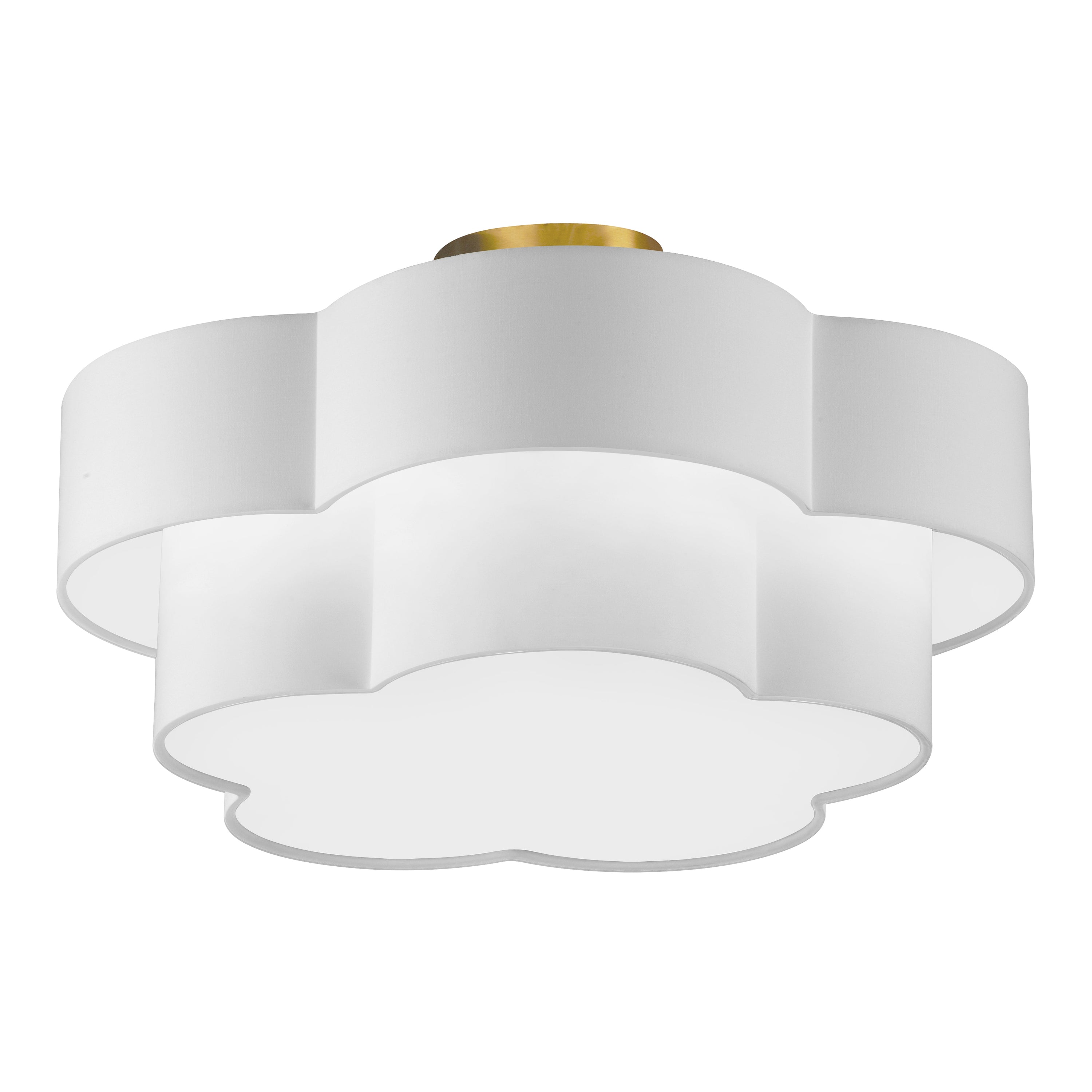 Dainolite Phlox - PLX-203FH-AGB-WH - 3 Light Flush Mount, Aged Brass with White Shade - White