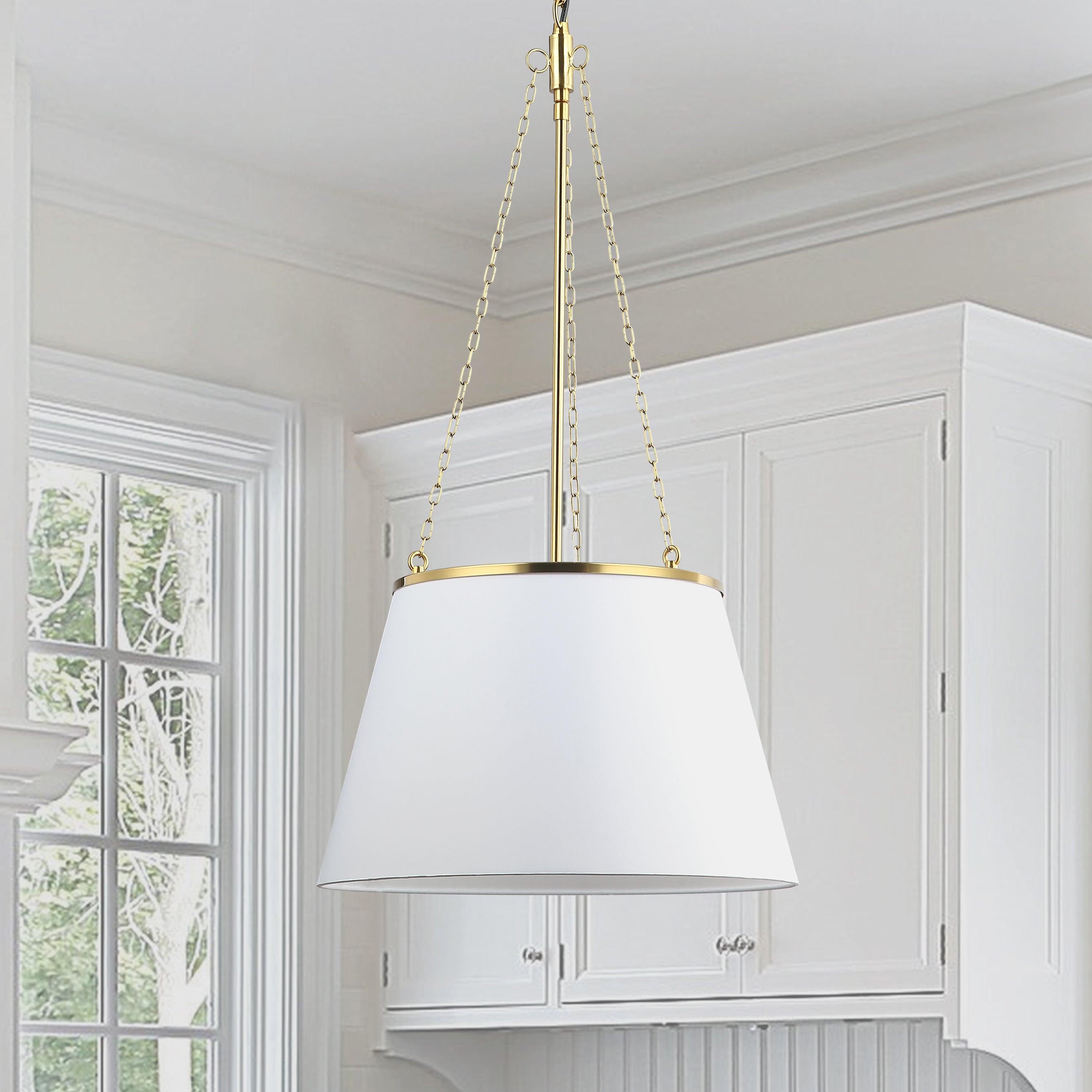 Dainolite Plymouth - PLY-181P-AGB-WH - 1 Light Pendant, Aged Brass w/ White Shade - White