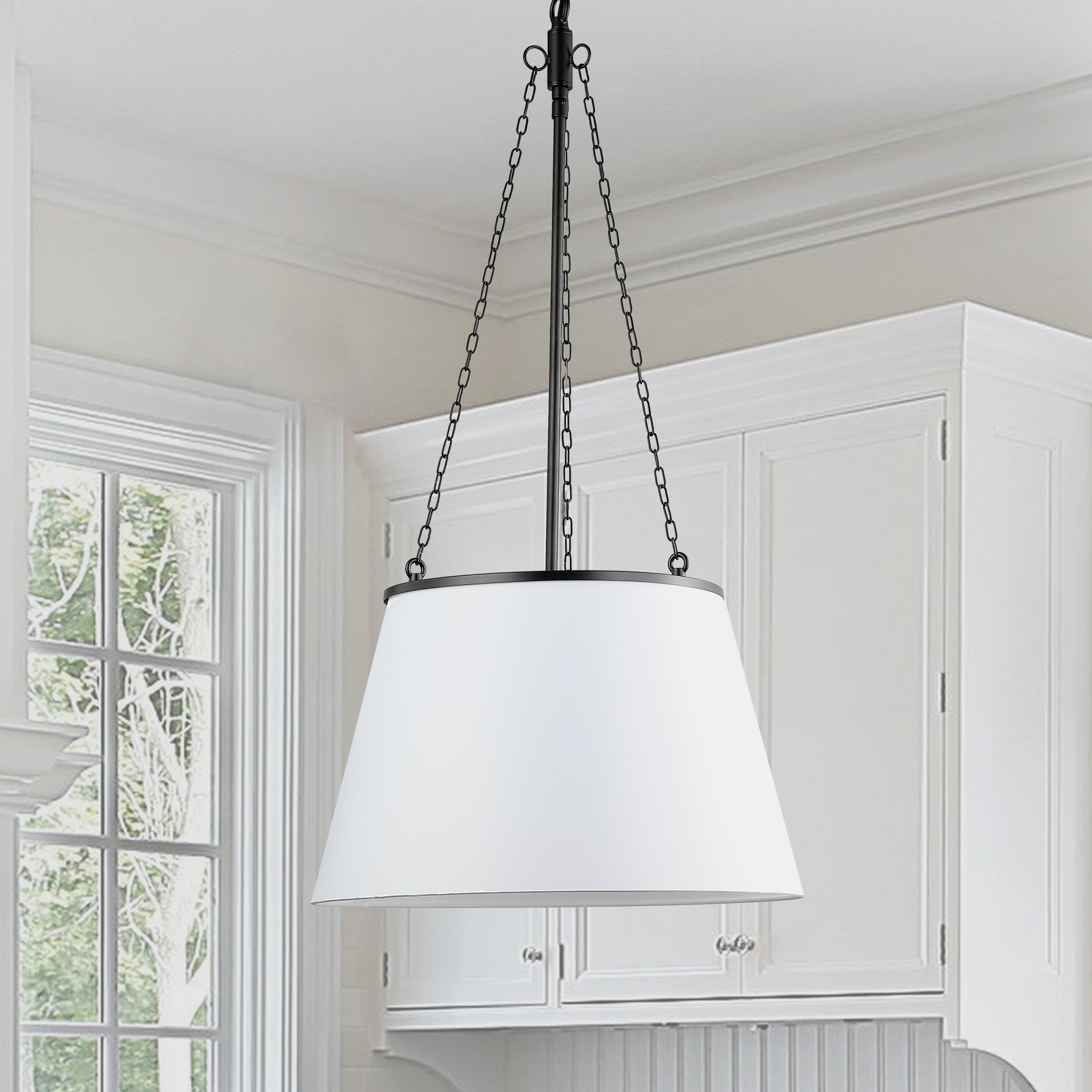 Dainolite Plymouth - PLY-181P-MB-WH - 1 Light Pendant, Matte Black w/ White Shade - White