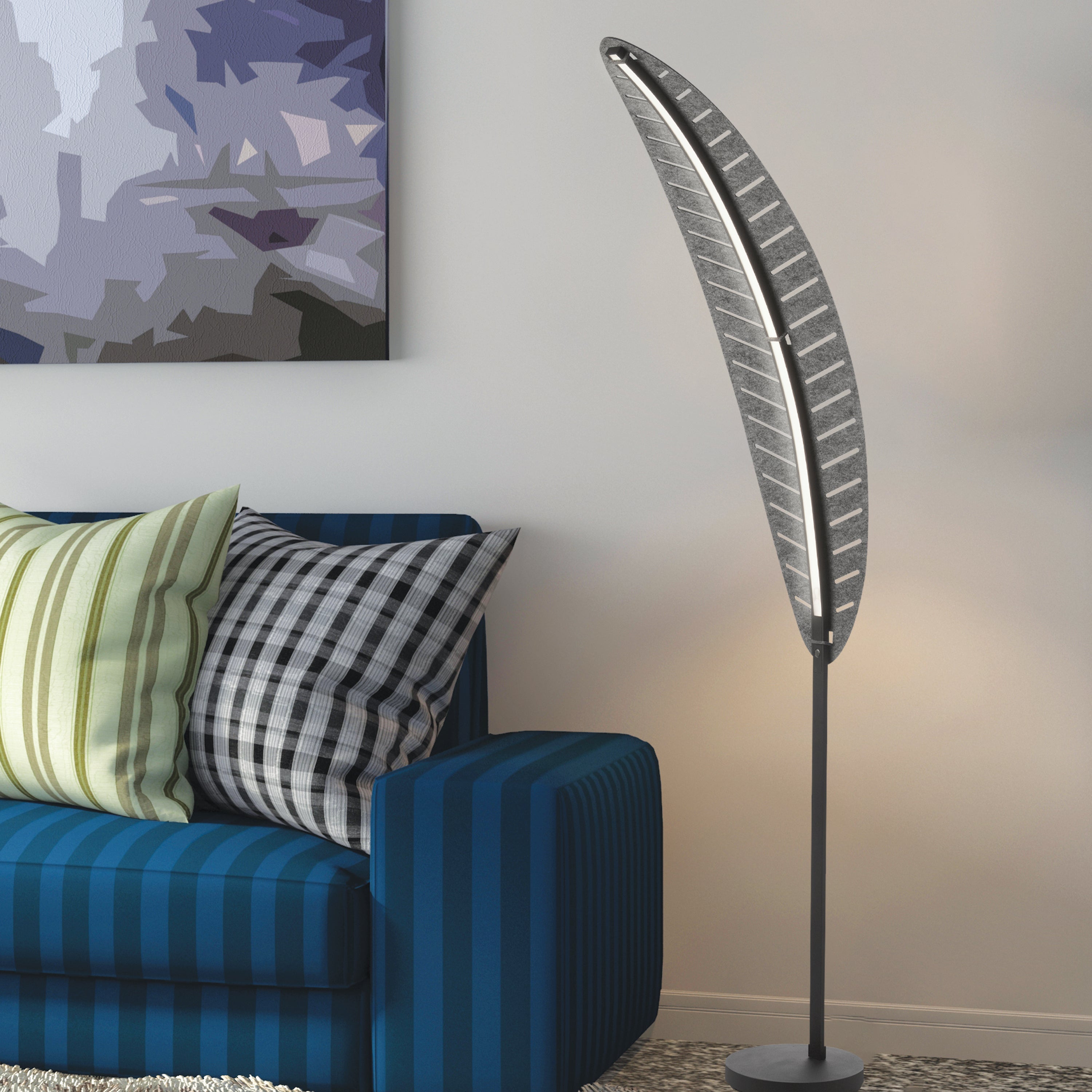 Dainolite Palma - PMA-7022F-MB-500 - 22W Floor Lamp Matte Black with Grey Shade - Matte Black