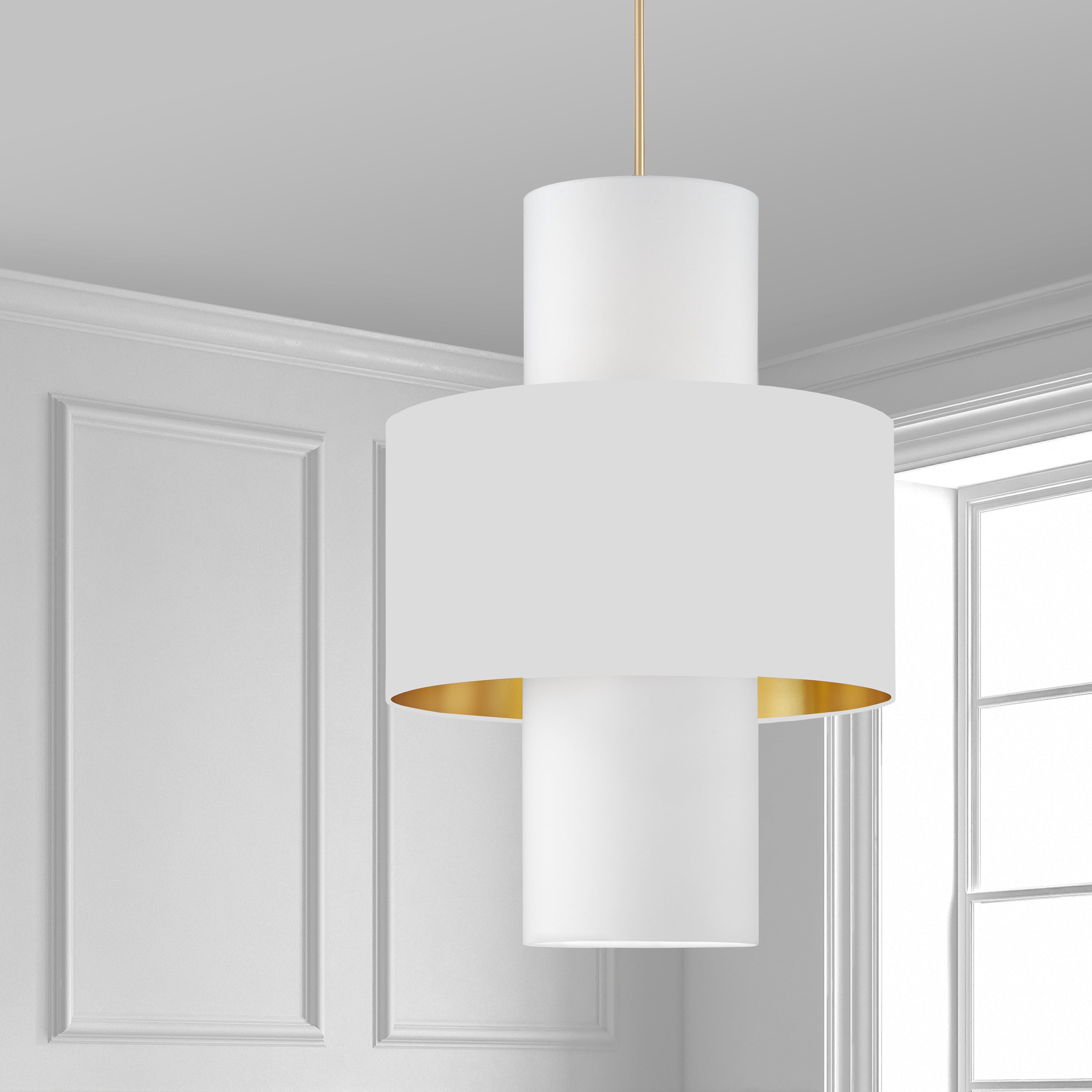 Dainolite Patrona - POA-224P-AGB-692-790 - 4 Light Incan Pendant, Aged Brass w/ White/Gold & White Shades - White