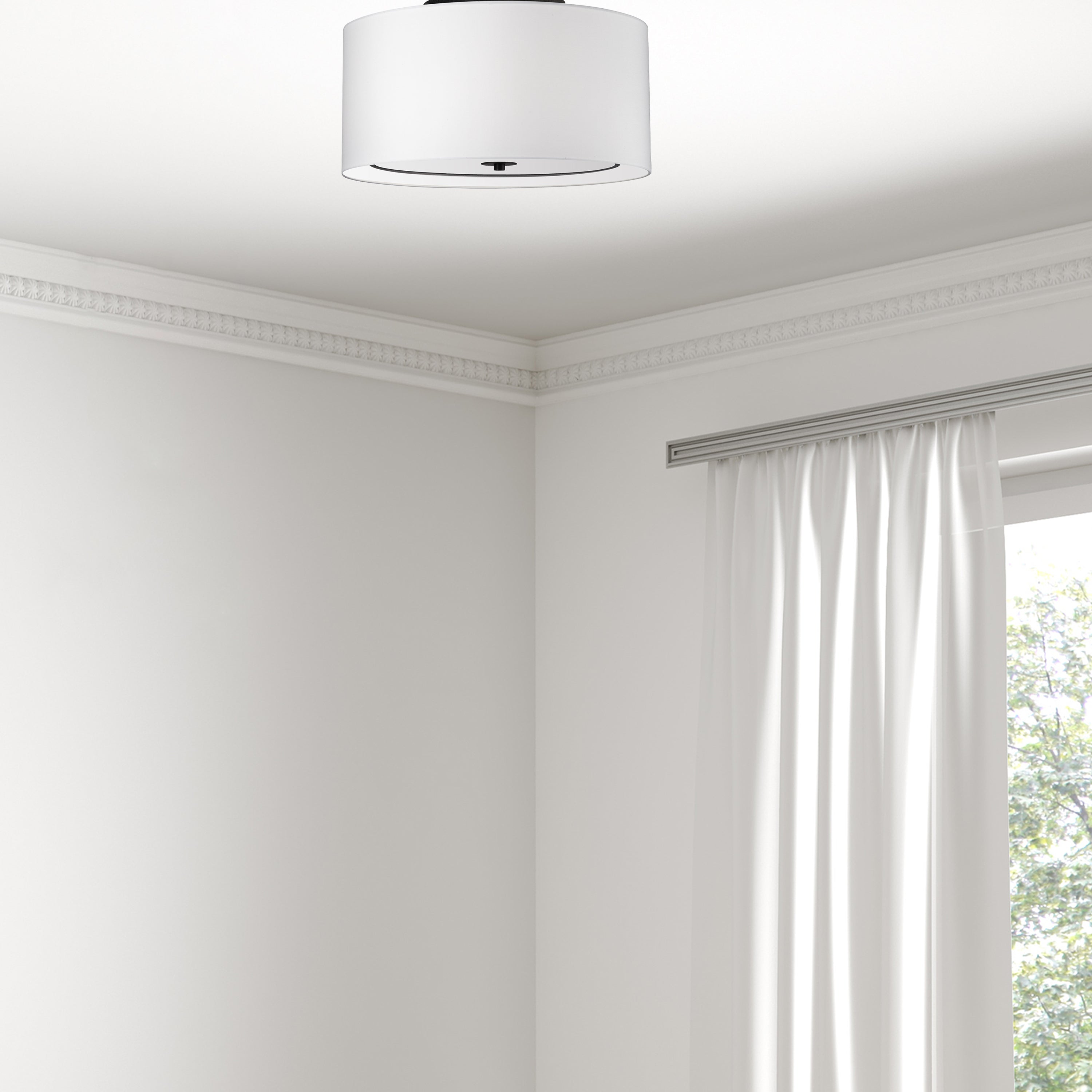 Dainolite Porscha - POR-163FH-MB-WH - 3 Light Flush Mount, Matte Black with White Shade - White