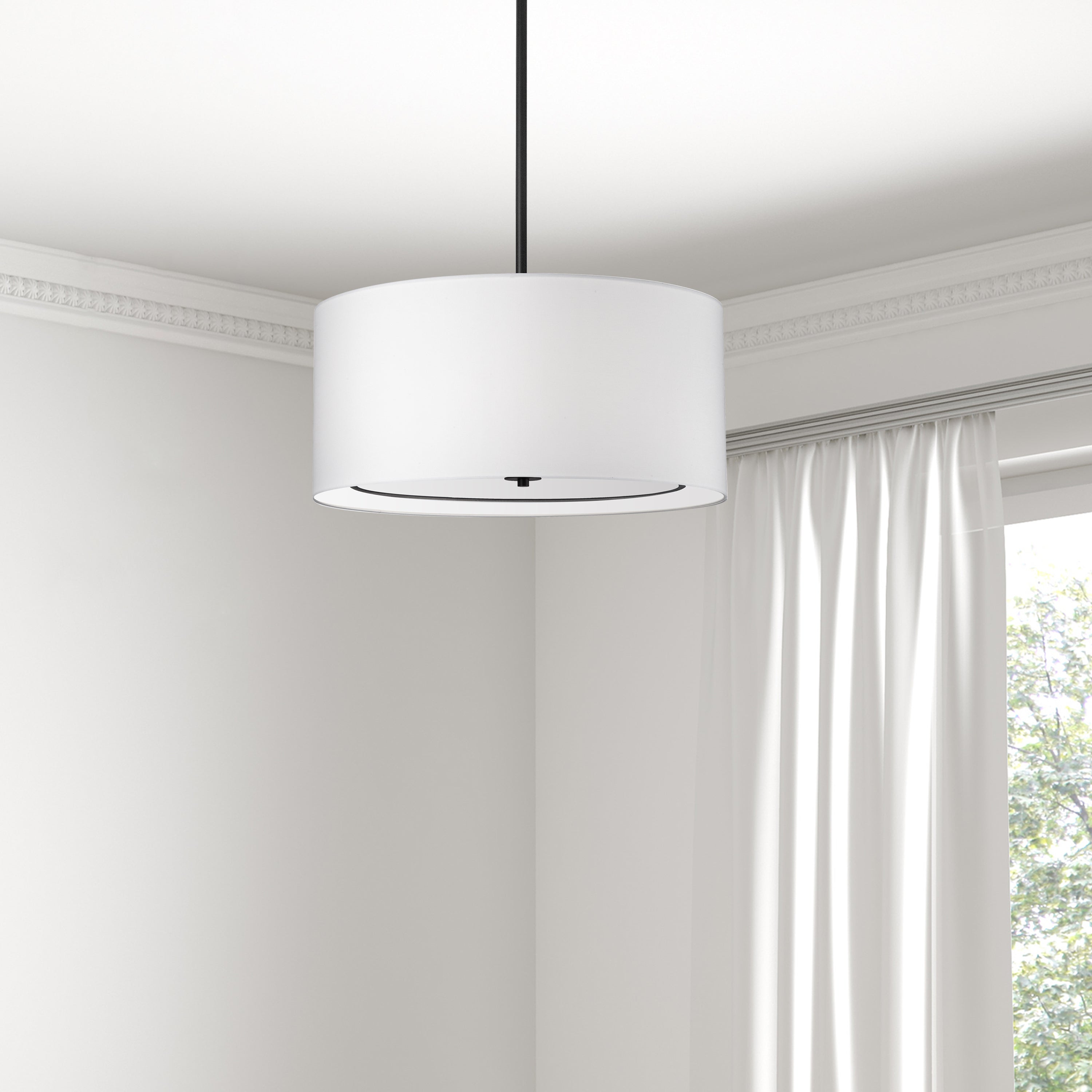 Dainolite Porscha - POR-224P-MB-WH - 4 Light Pendant, Matte Black with White Shade - White